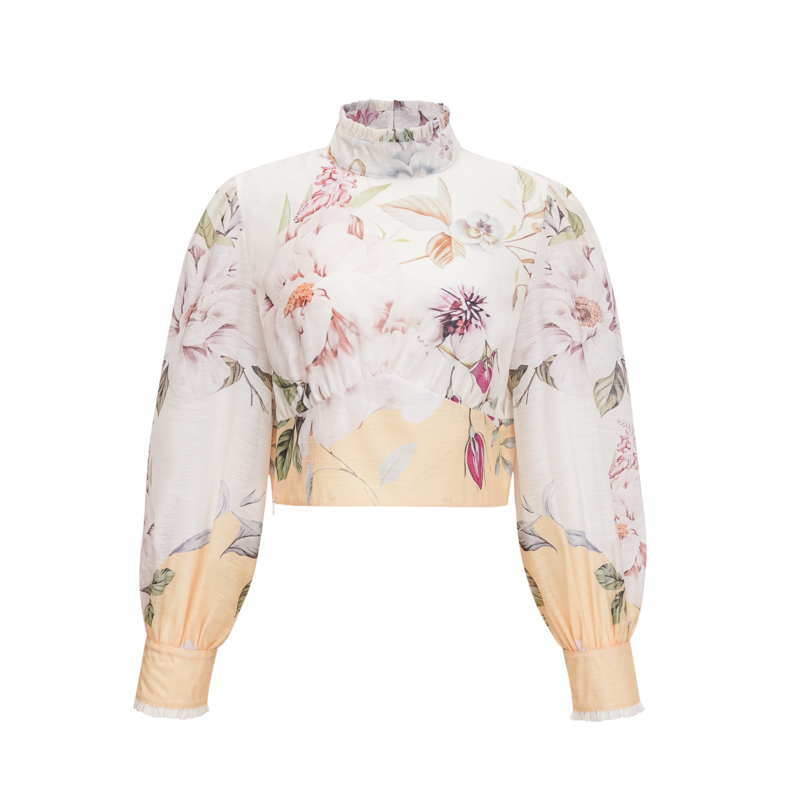 Dilek Yellow Floral Blouse & Asymmetrical Skirt Set
