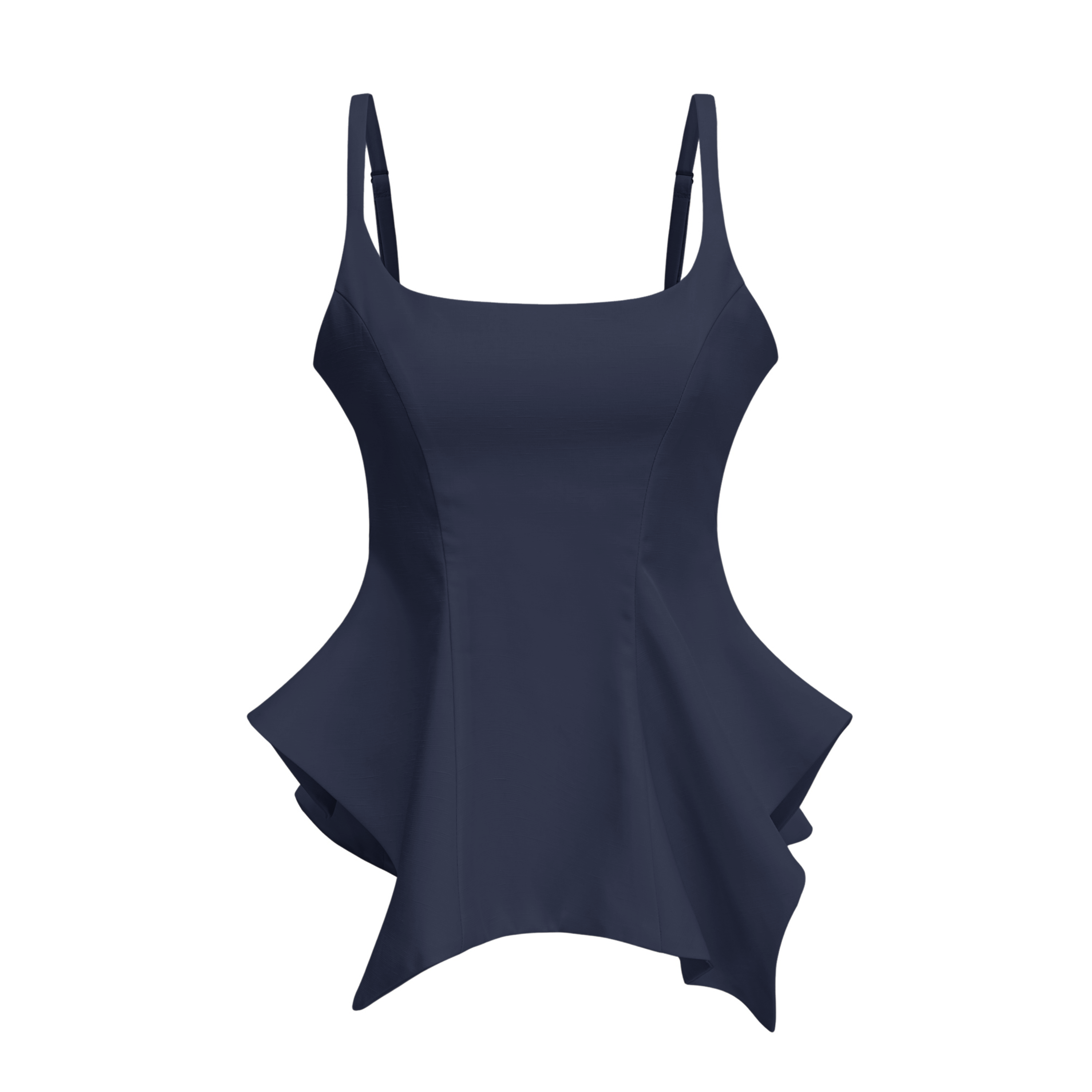 Dolores Navy Blue Round Neck Crop Top