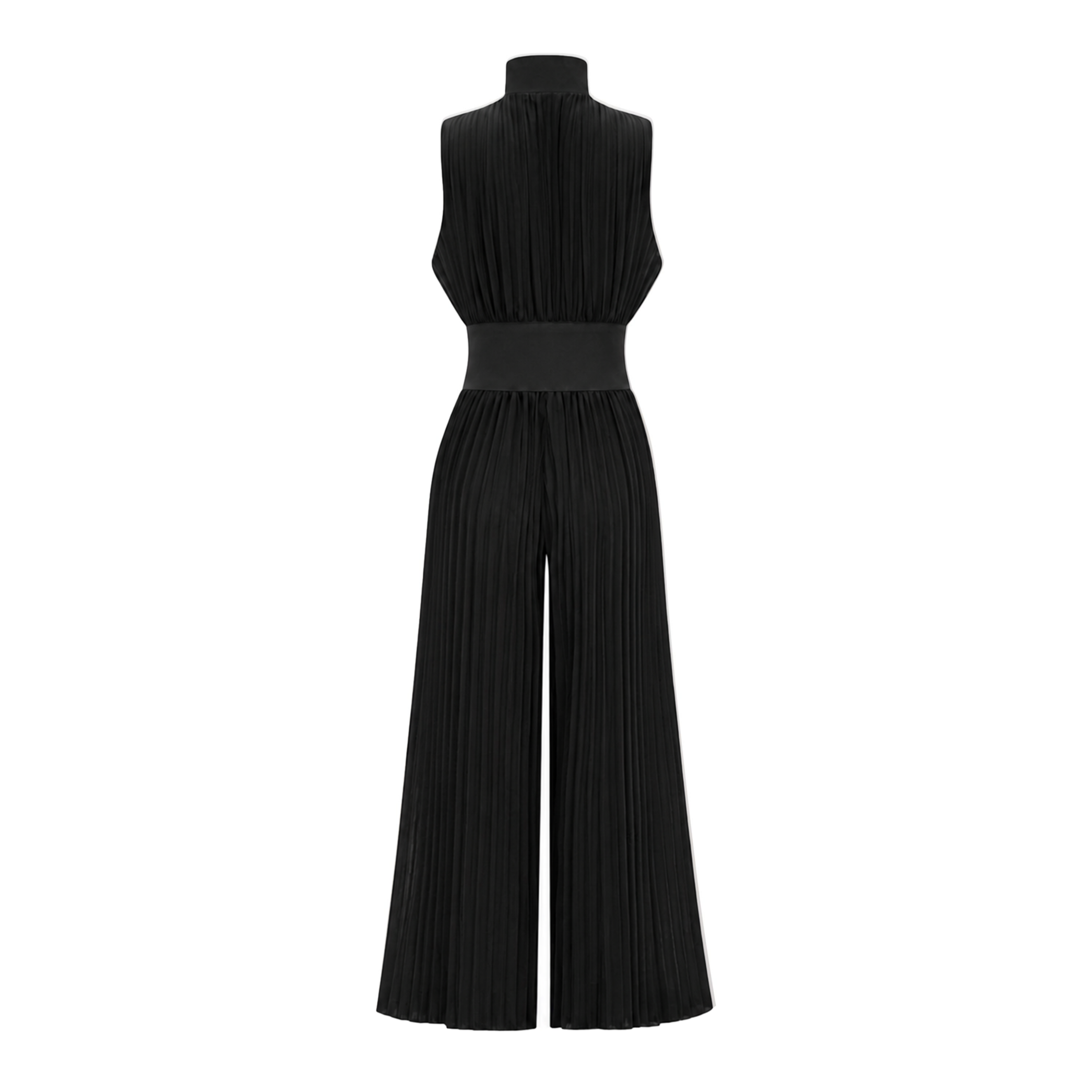 Ecem Black Mock Neck Ruched Jumpsuit