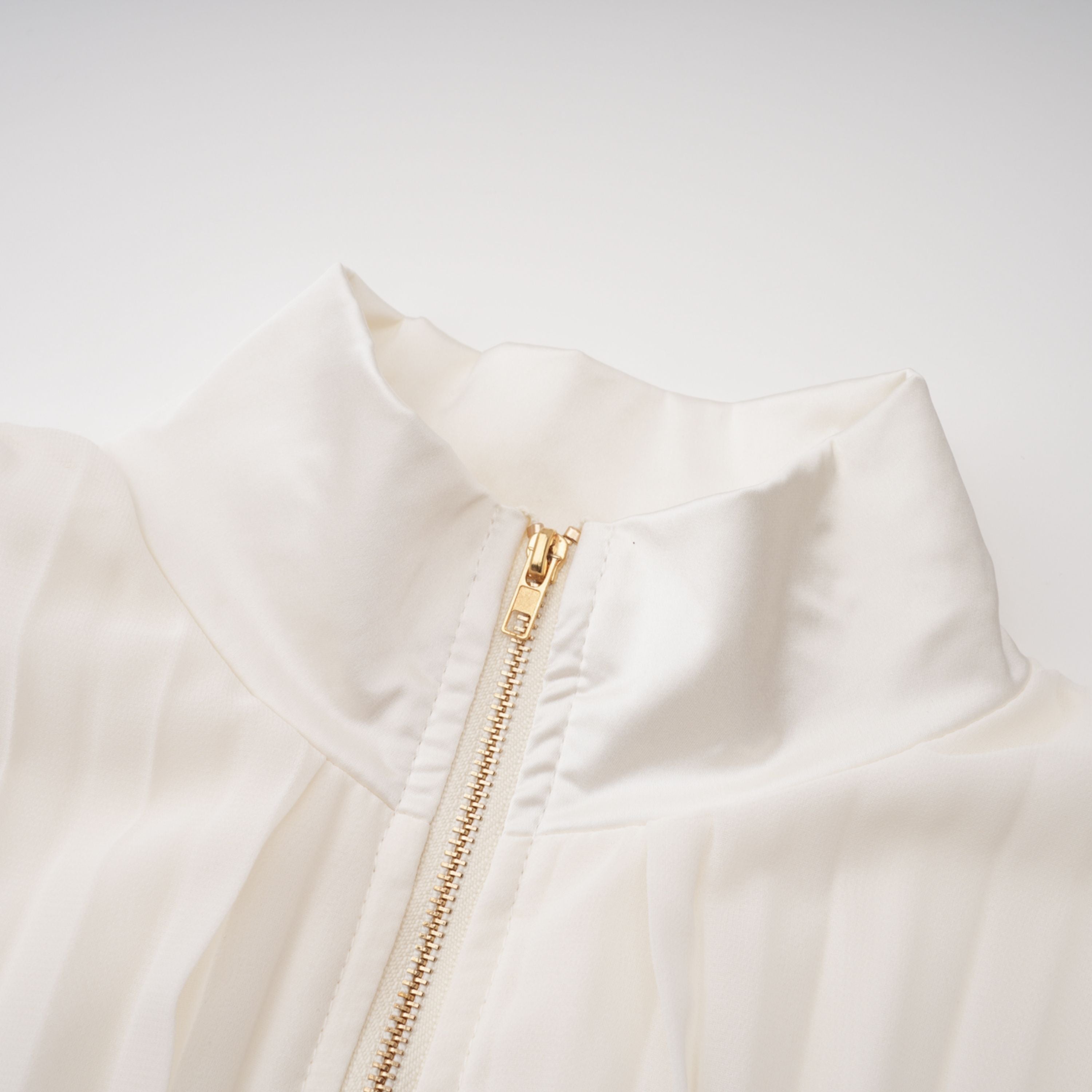 Ecem Cream White Mock Neck Ruched Jumpsuit (Final Sale-US Only)