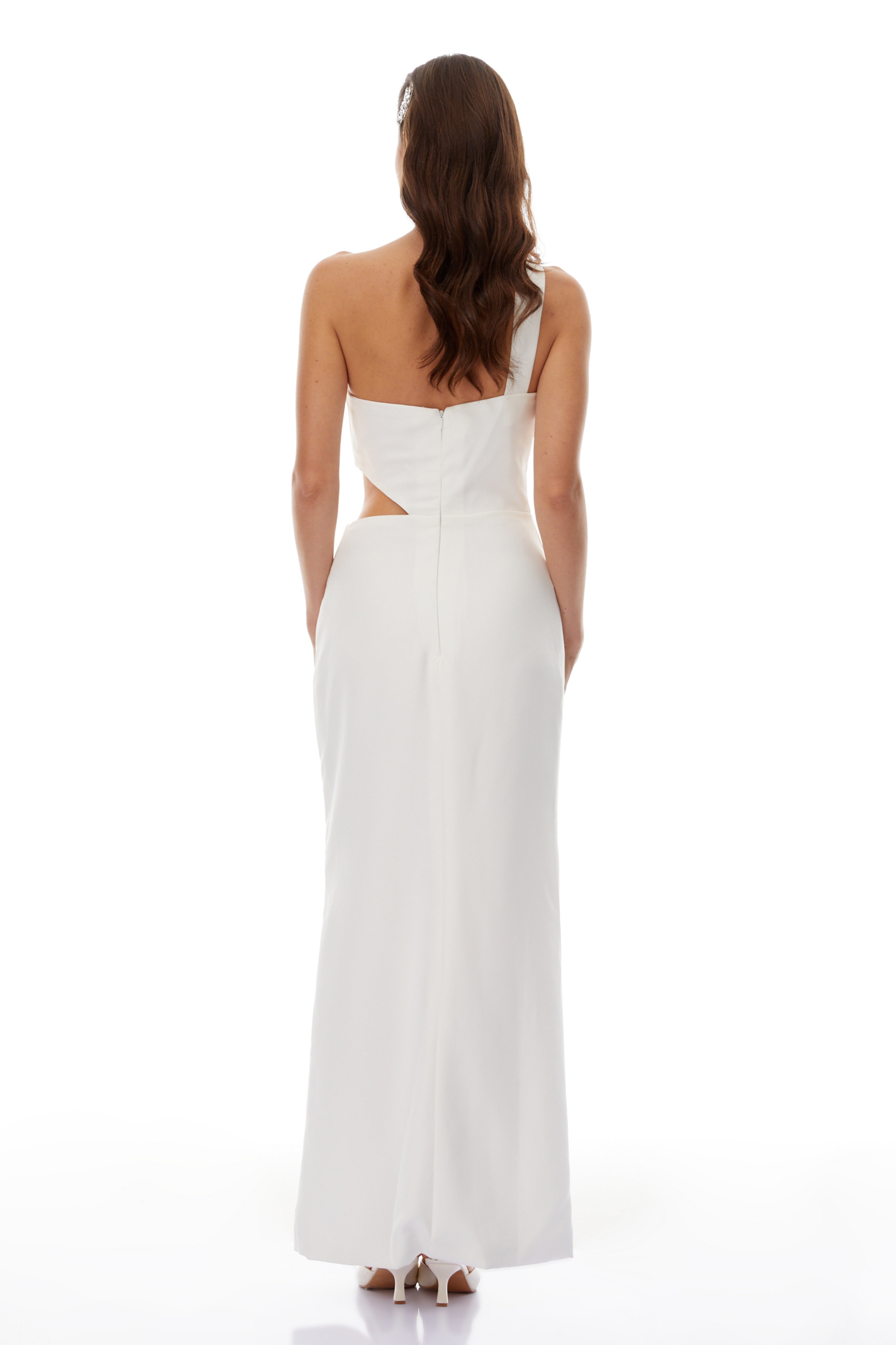 Eirik White One Shoulder Cut Out Maxi Dress (Final Sale-US Only)