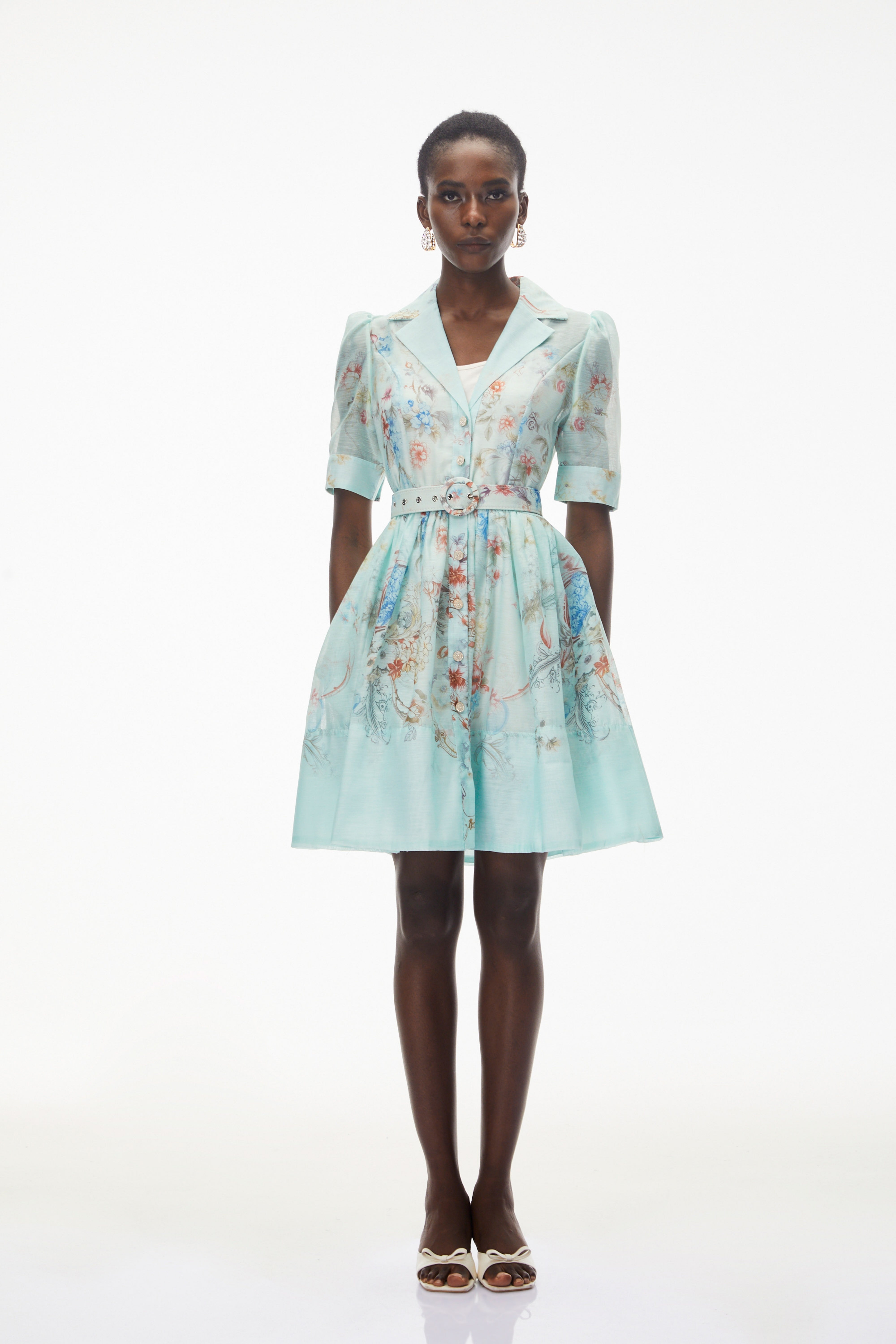 Elisheva Mint Green Floral Print Mini Dress (Final Sale-US Only)