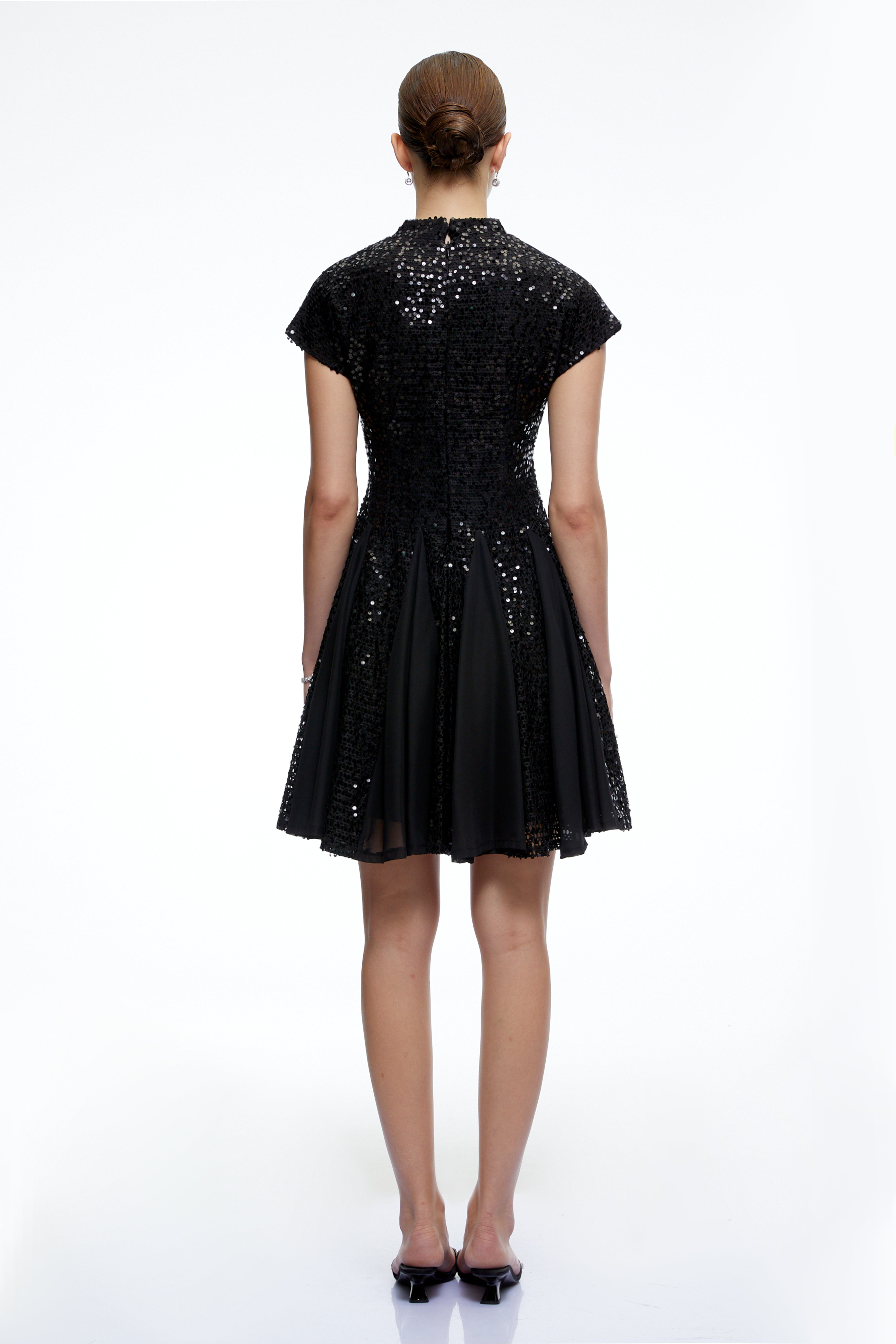 Elowen Black Sequin Tulle Mini Dress