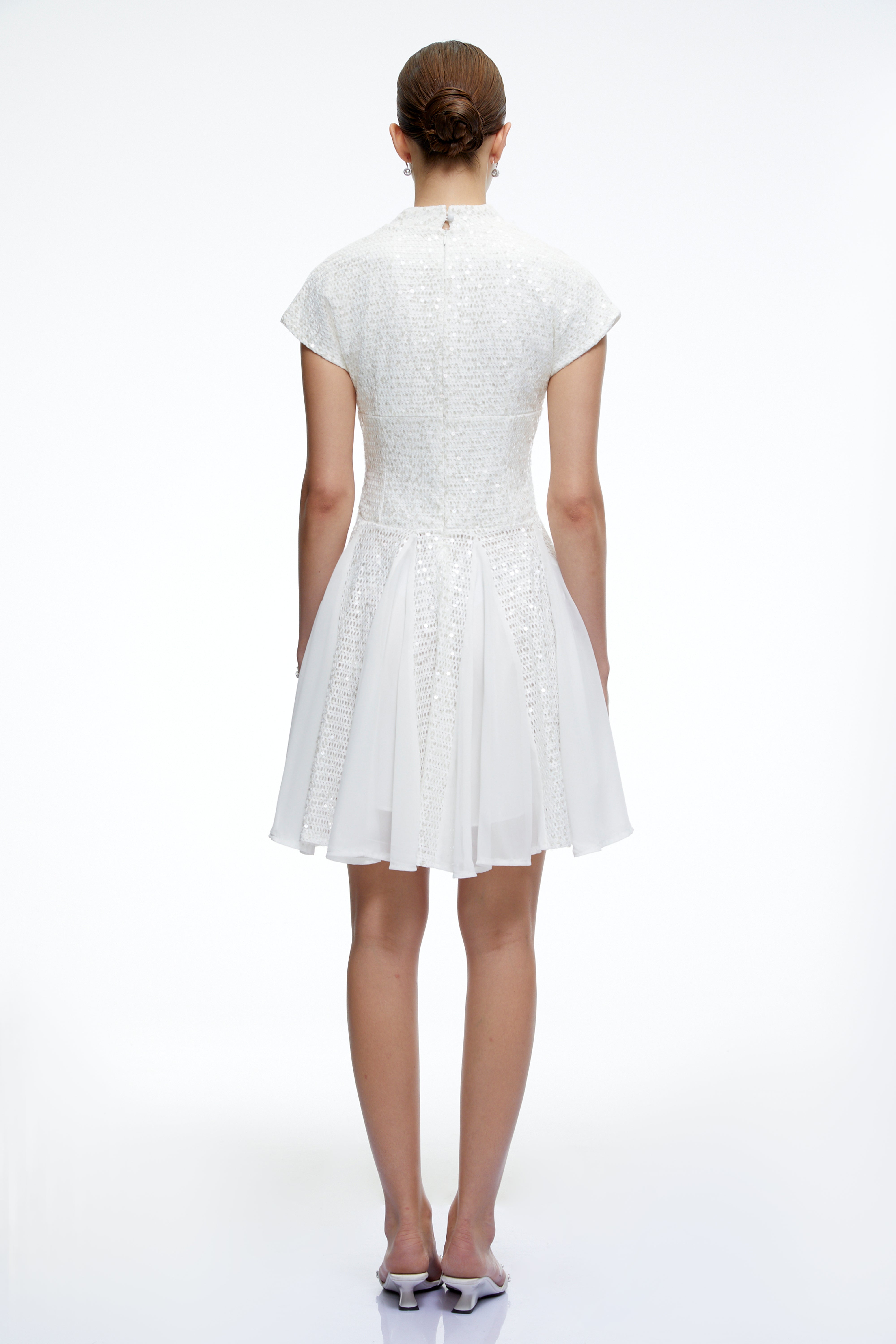 Elowen White Sequin Tulle Mini Dress