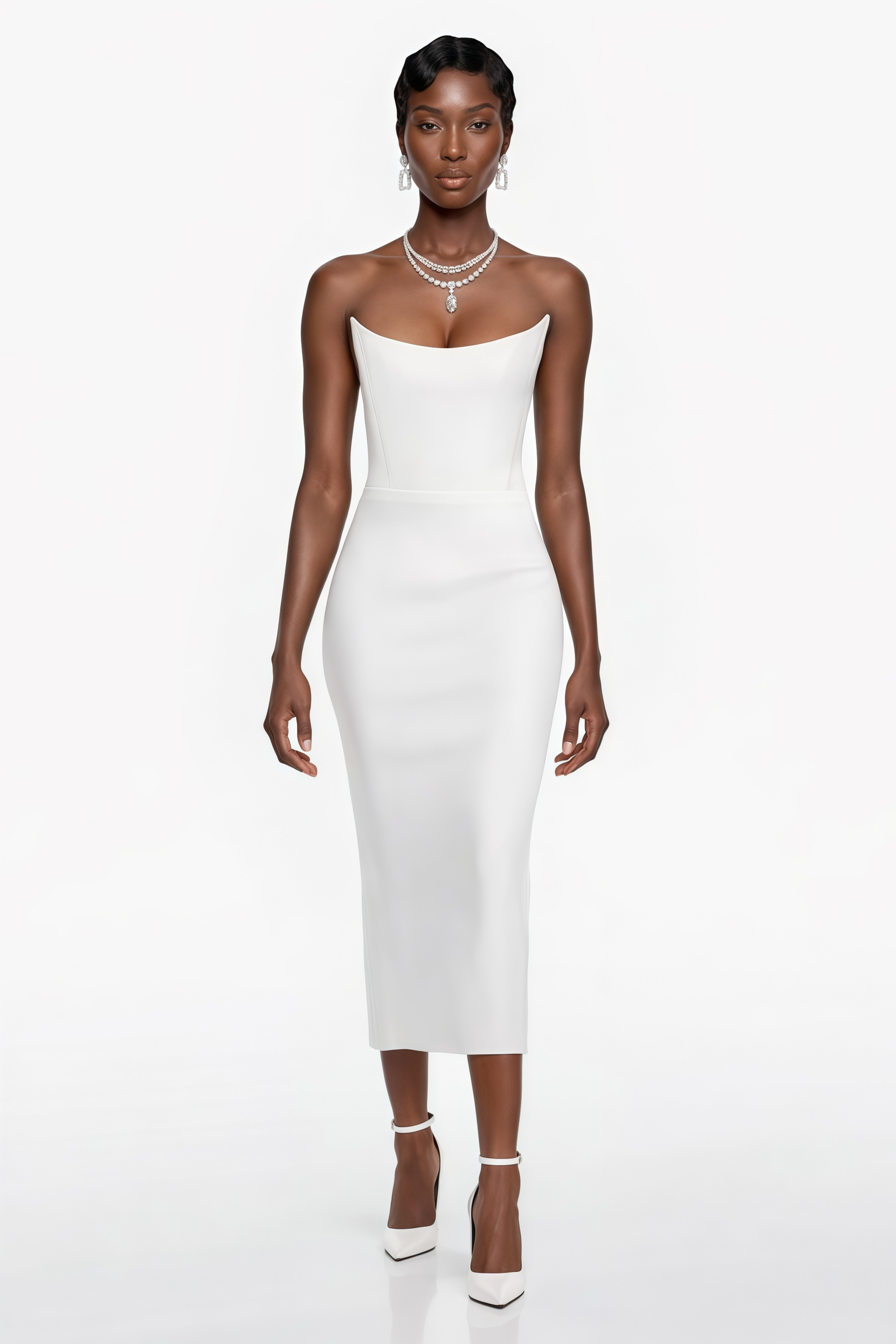 Escolástica White Off Shoulder Midi Dress (Final Sale-US Only)