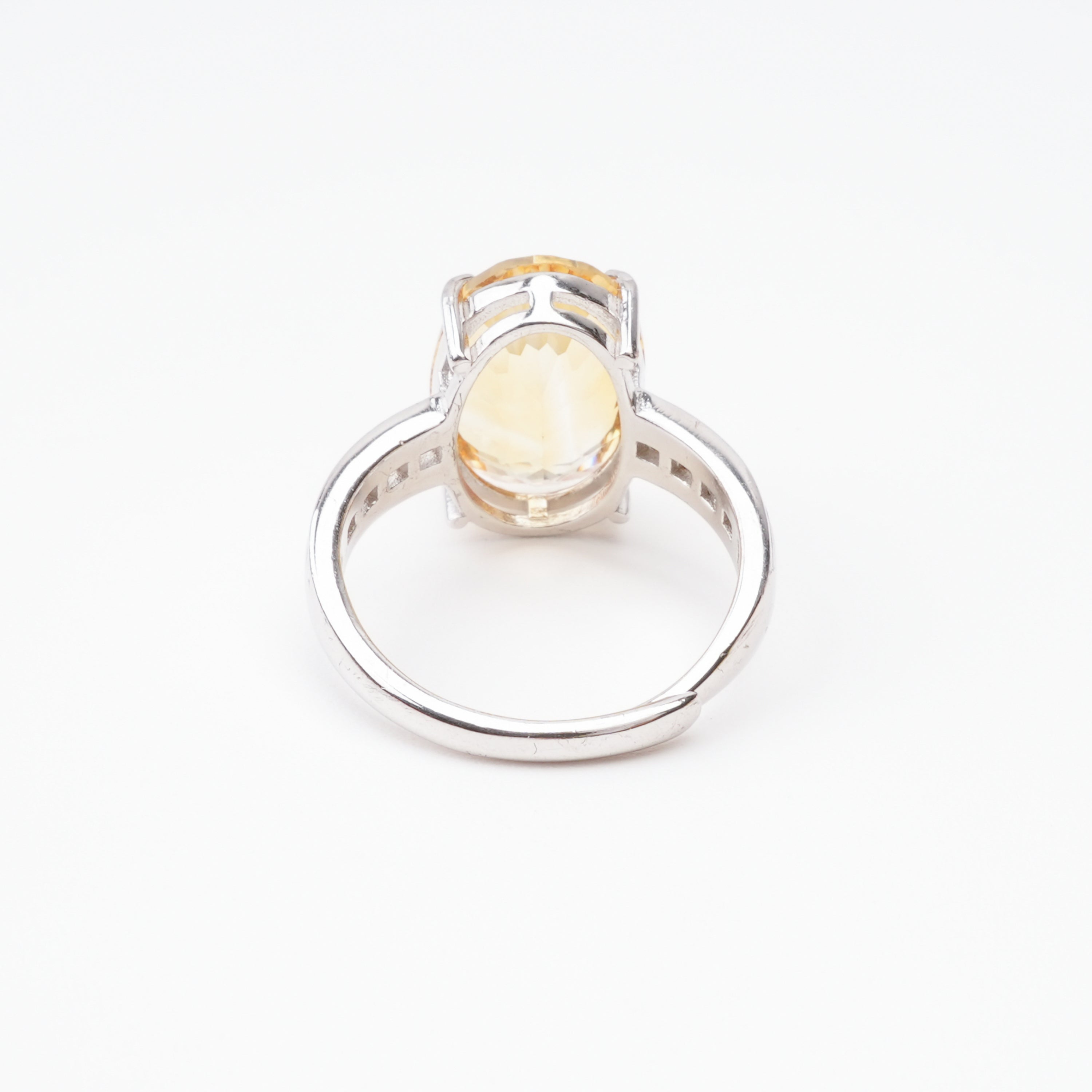 Esmeralda Yellow Citrine Oval Cut Baguette Crystal Sterling Silver Ring