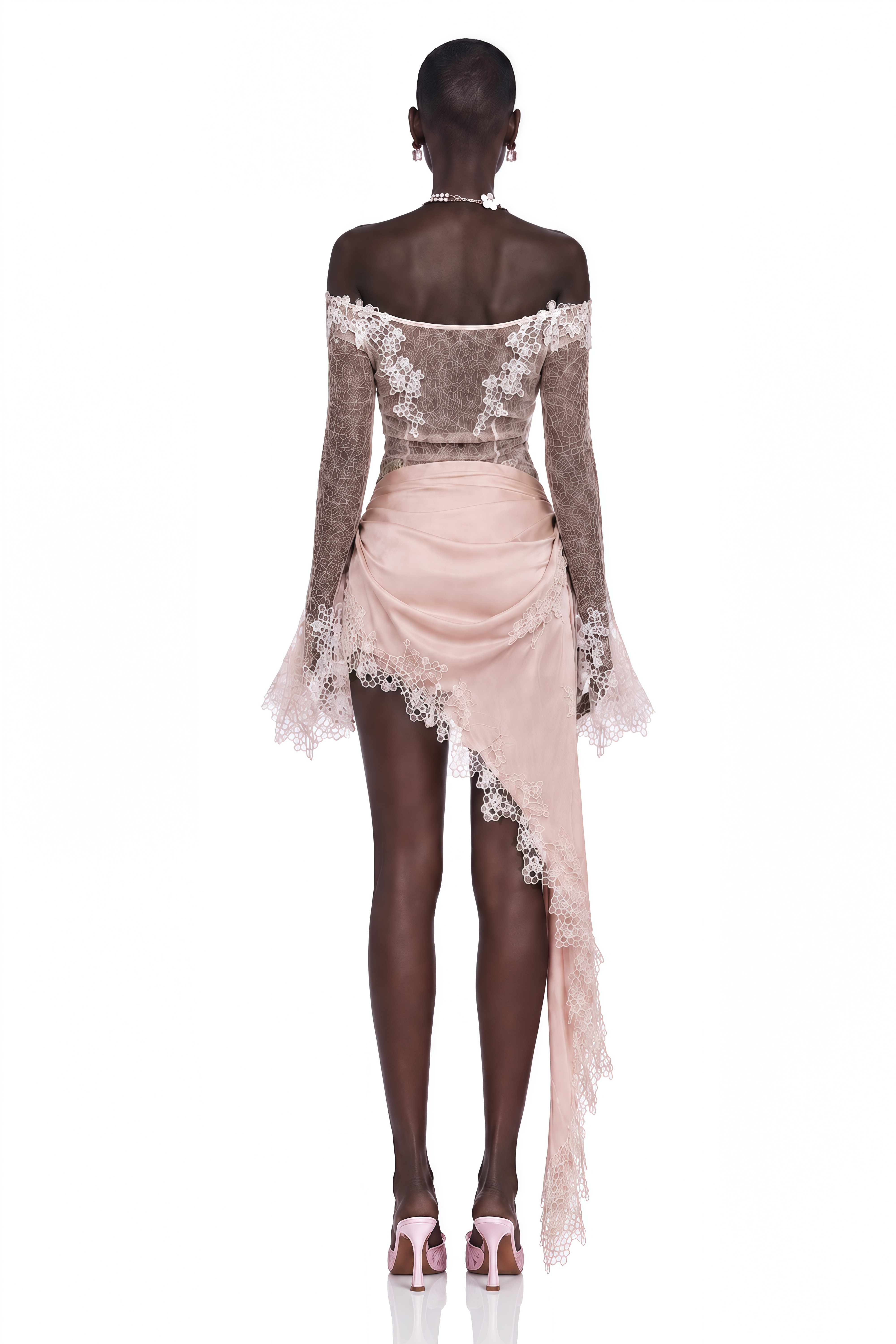 Estelle Pink Asymmetrical Draped Mini Dress