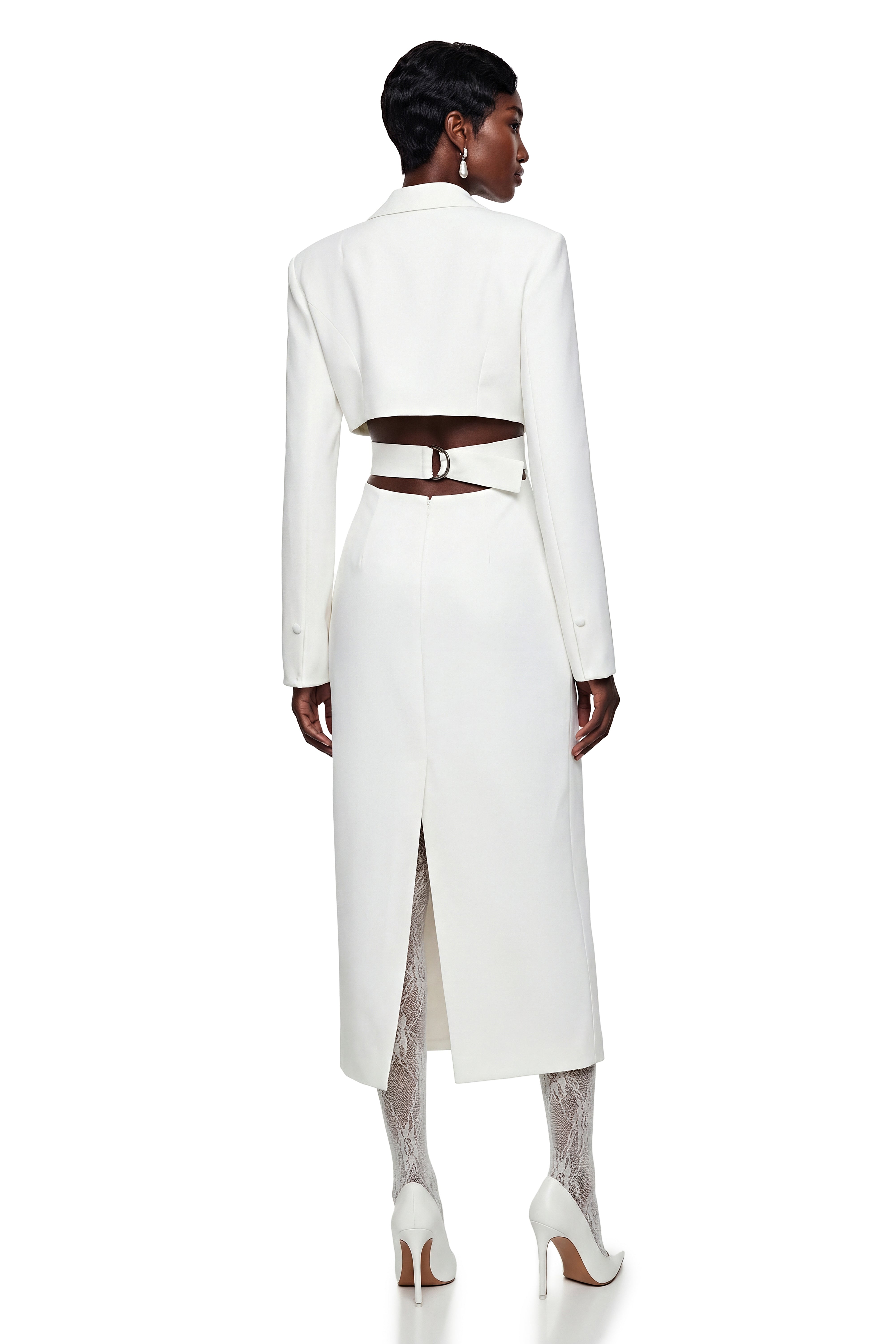 Fanny White Blazer Midi Dress with Cut-Outs (Final Sale-US Only)
