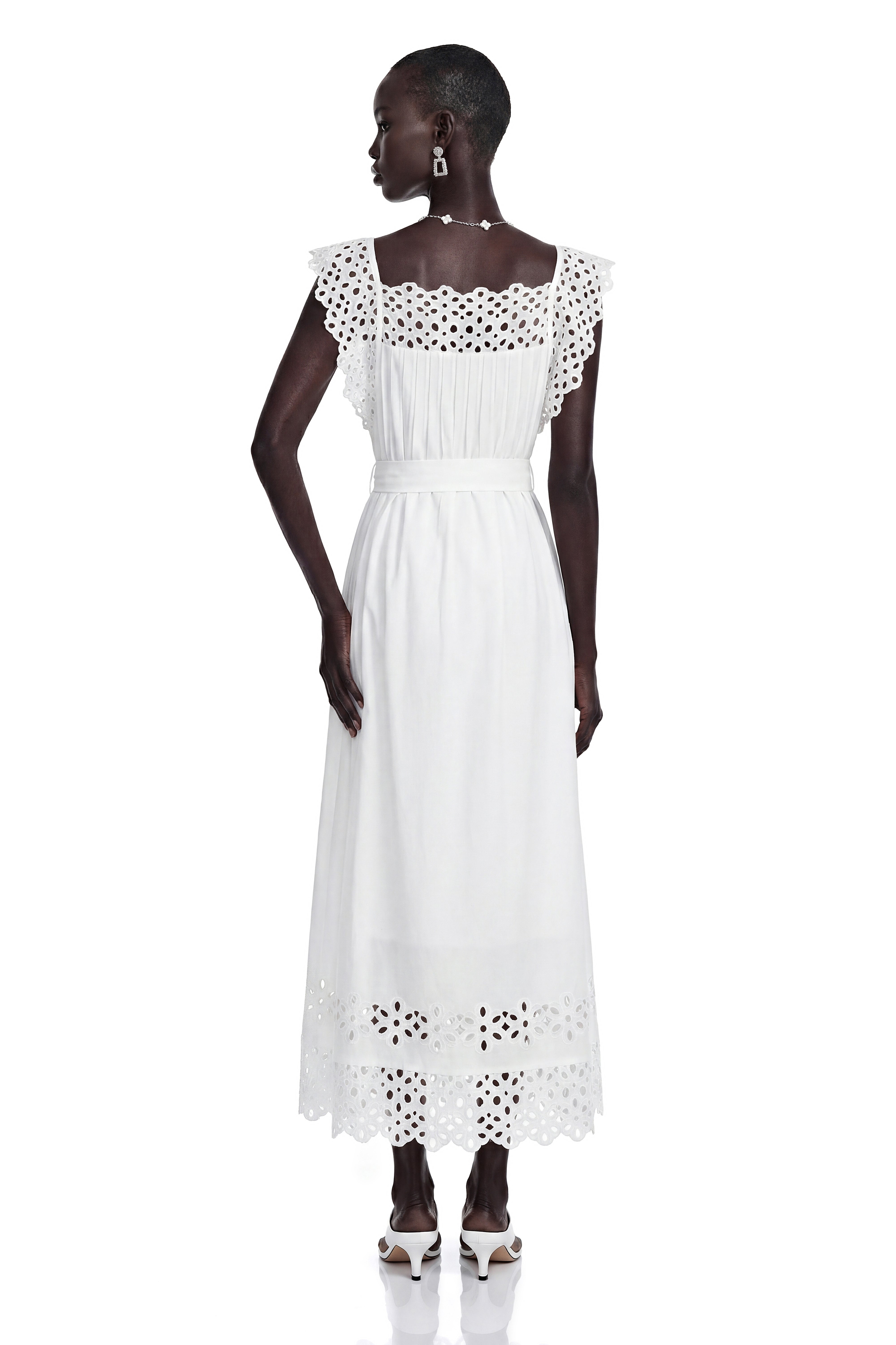 Robe longue plissée à découpes Farrah White