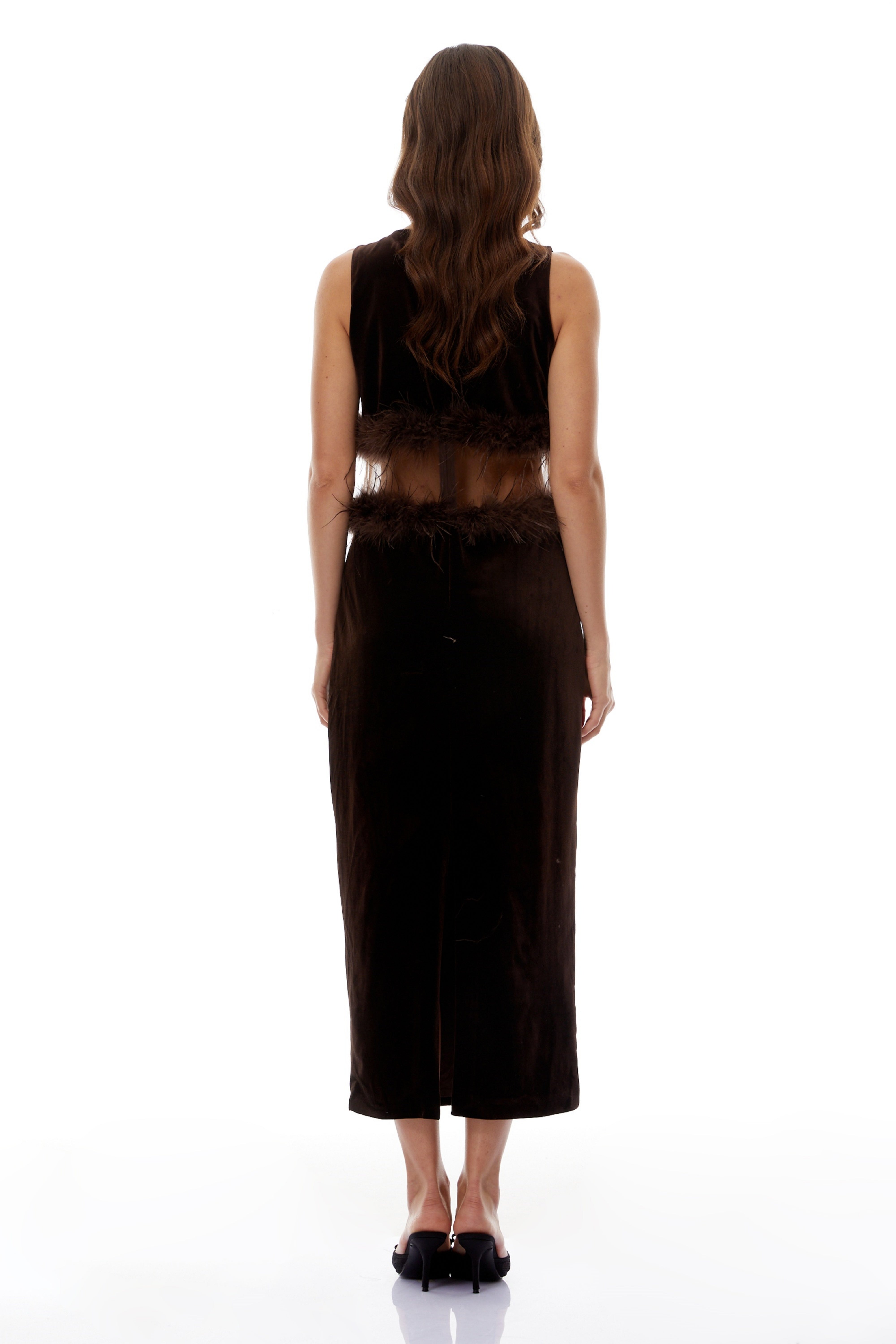 Fernande Brown Sleeveless Midi Dress (Final Sale-US Only)
