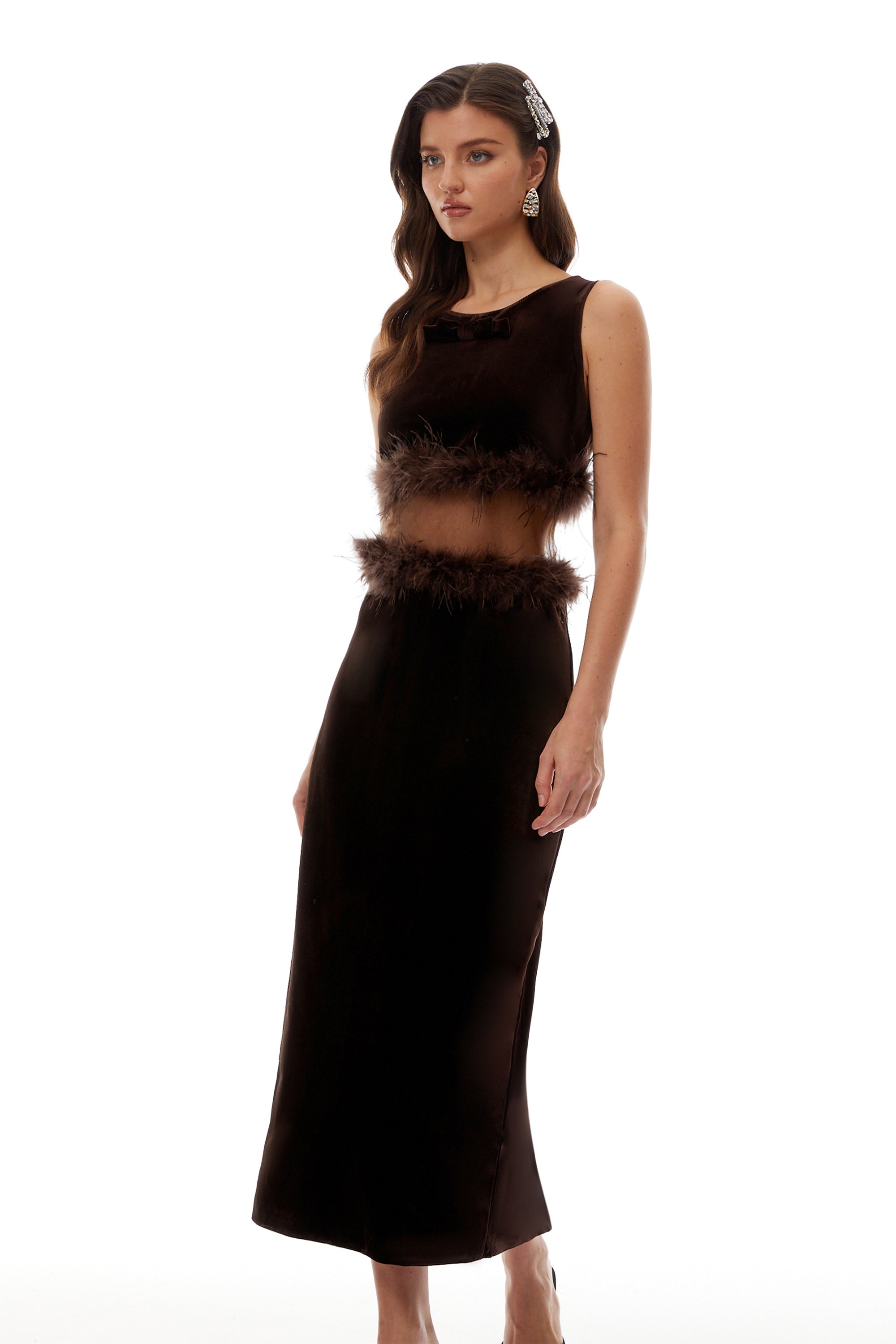 Fernande Brown Sleeveless Midi Dress (Final Sale-US Only)
