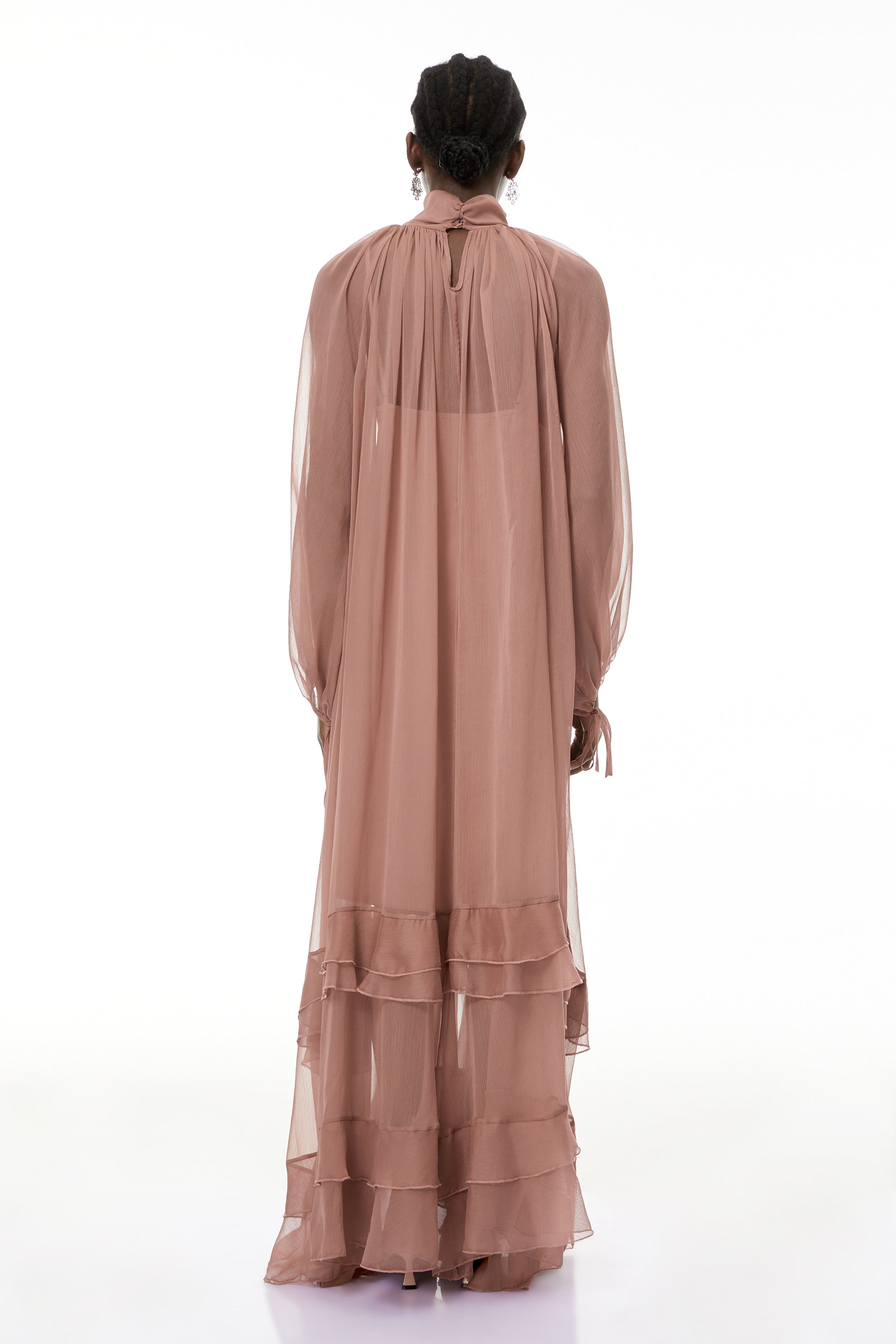 Fiorenza Pink Shirred Tiered Maxi Dress (Final Sale-US Only)