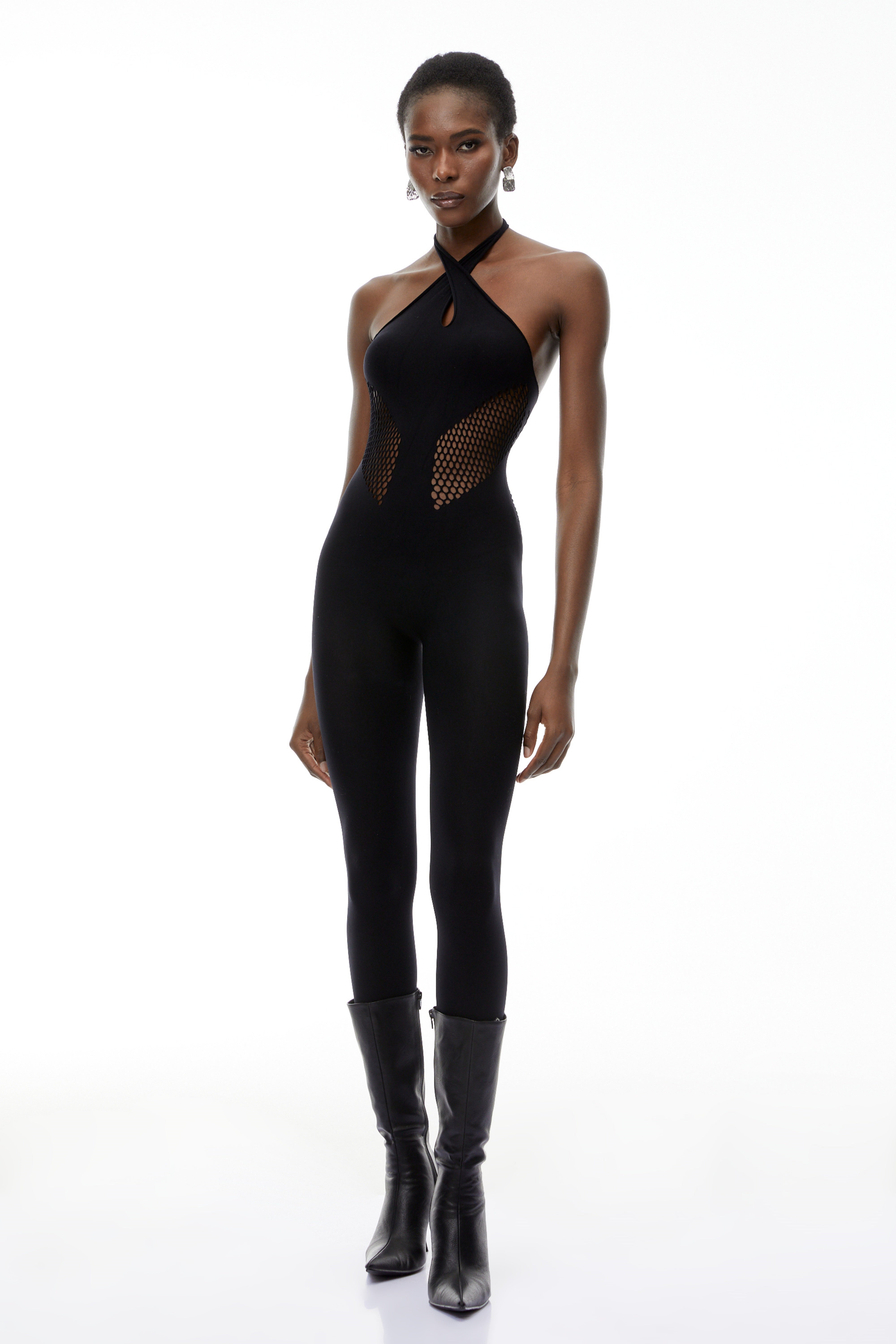 Combinaison Gael noire à dos nu et découpes