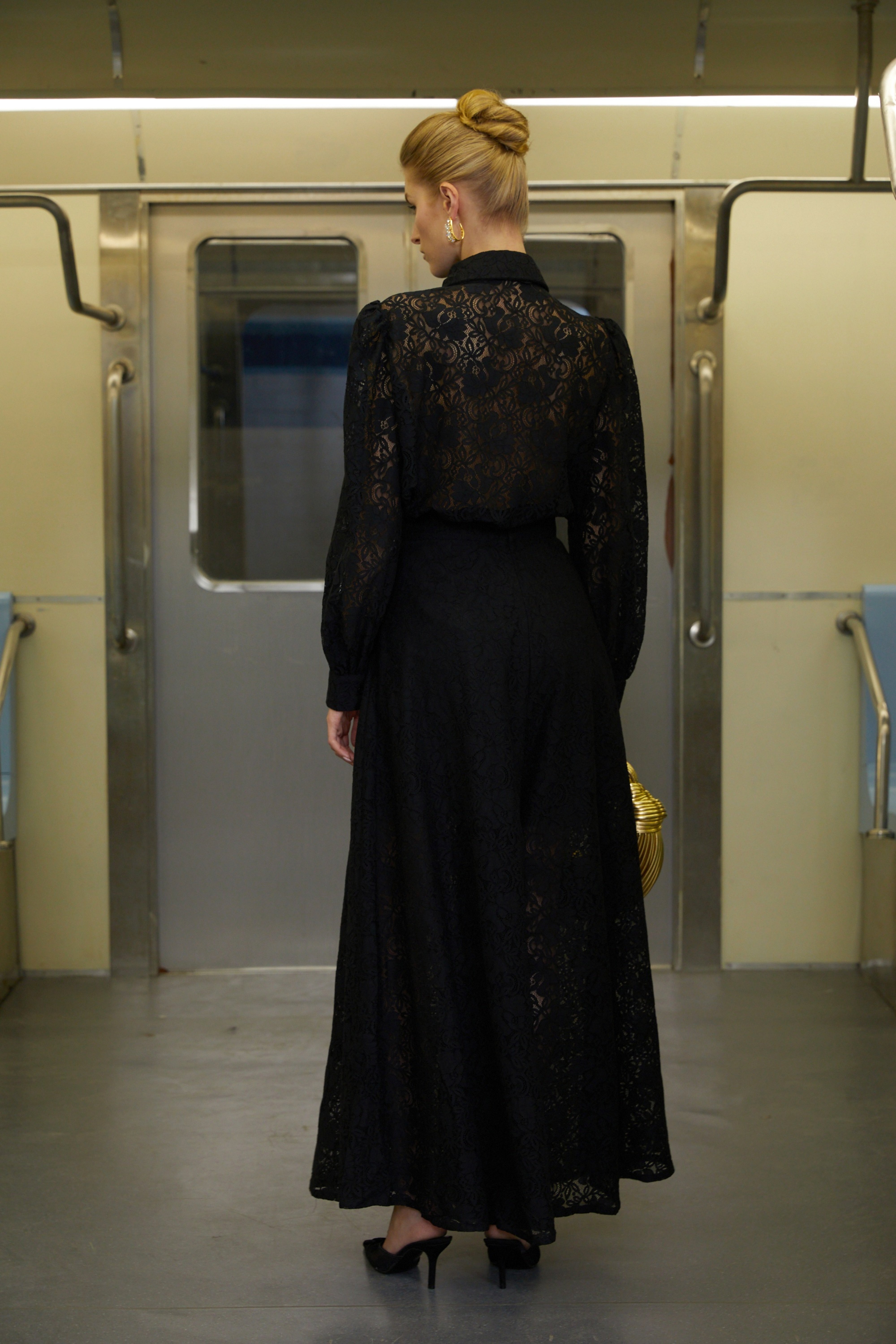 Gilberte Black Belted Shirt & Wide Leg Pants Set (Final Sale)