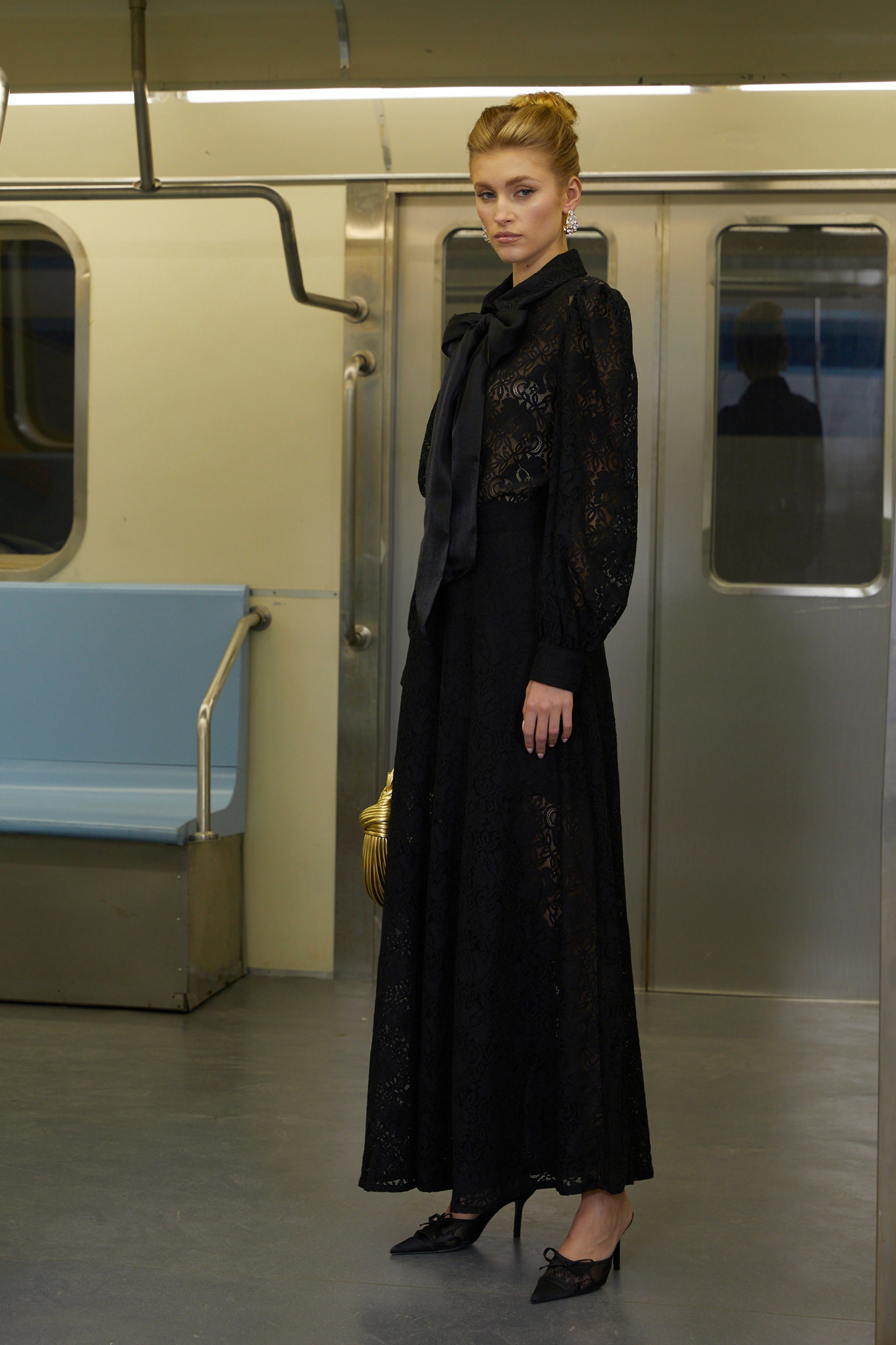 Gilberte Black Belted Shirt & Wide Leg Pants Set (Final Sale)