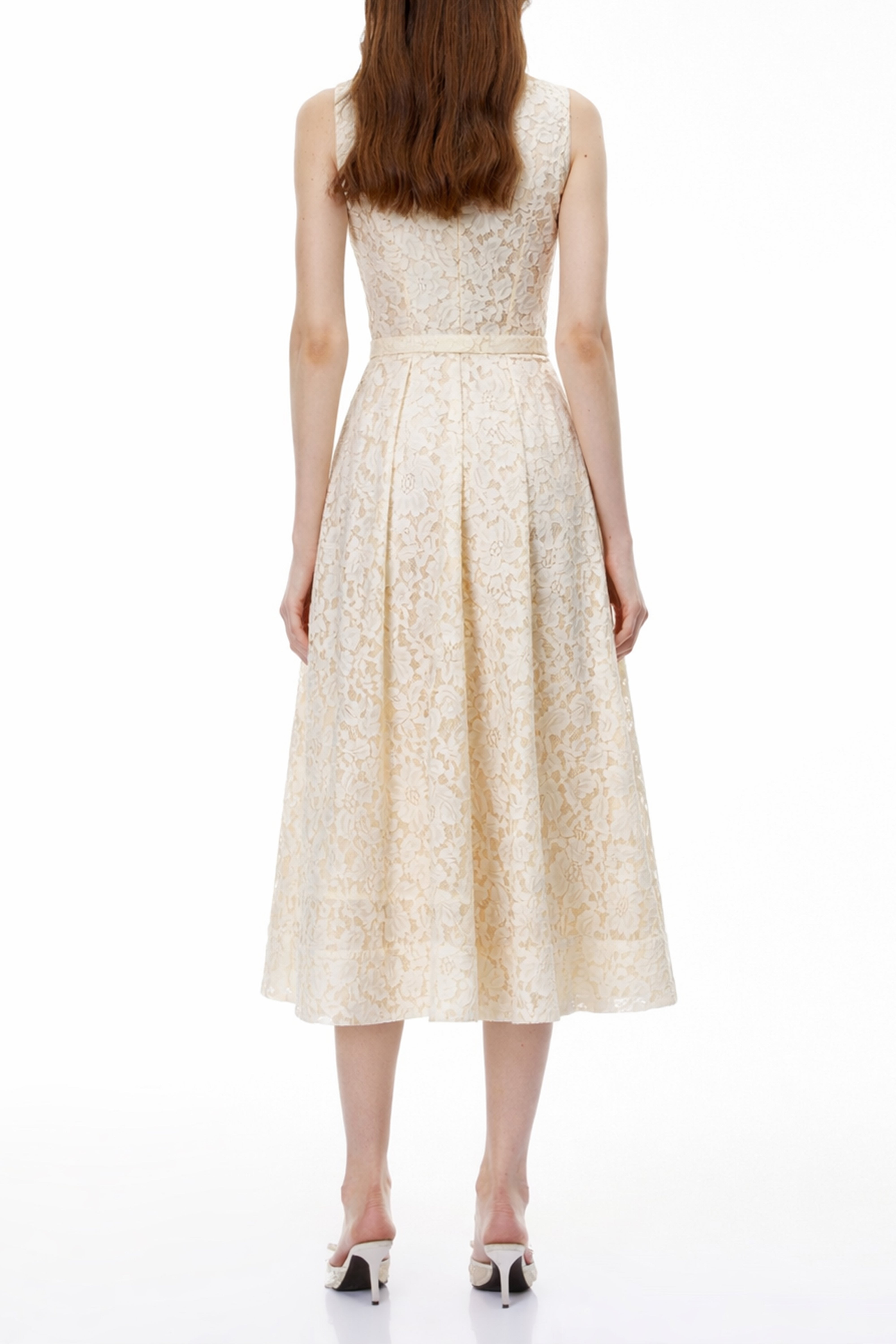 Golnar White Sleeveless Floral Lace Maxi Dress (Final Sale)