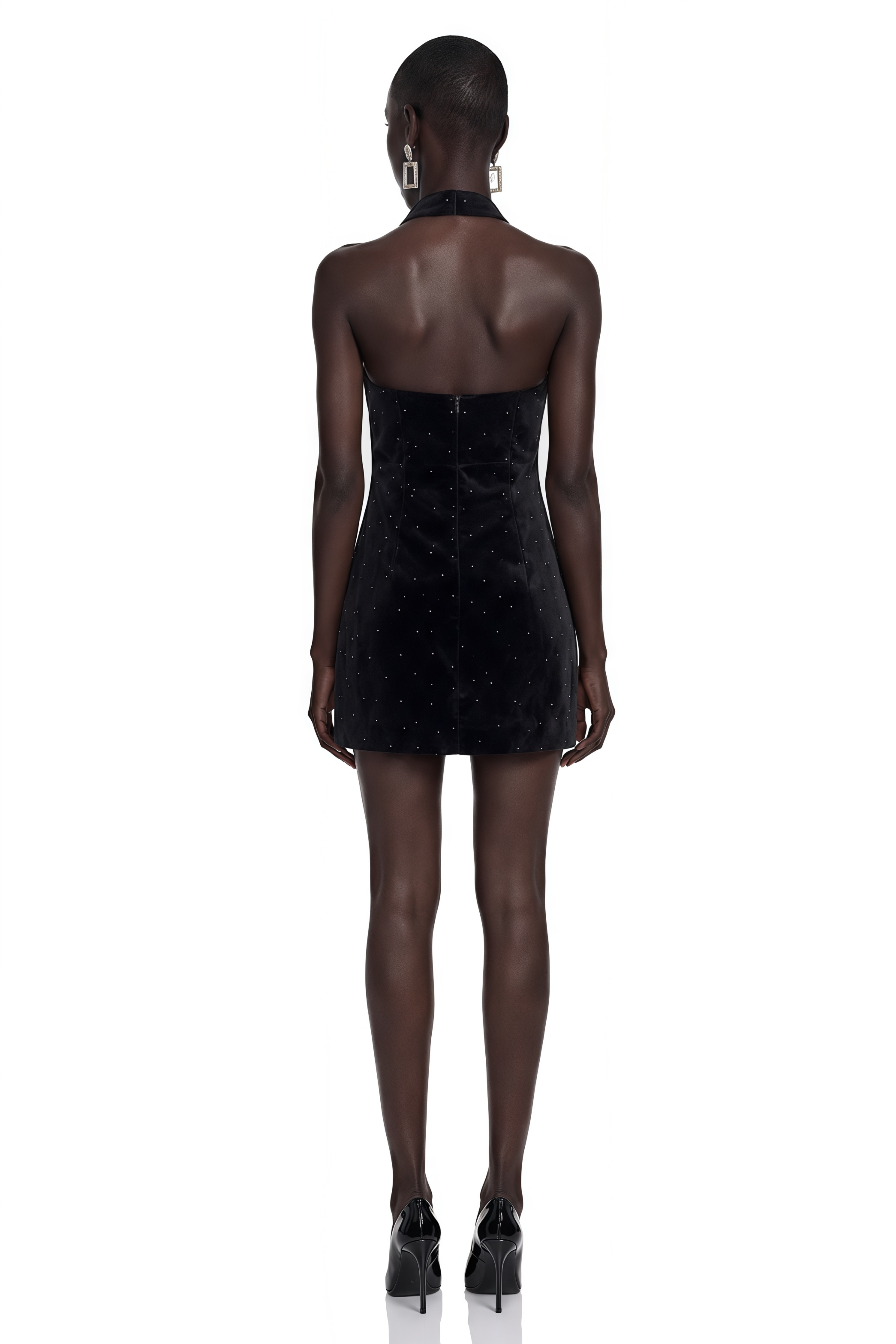 Grace Black Halterneck Mini Dress with Bow Detail
