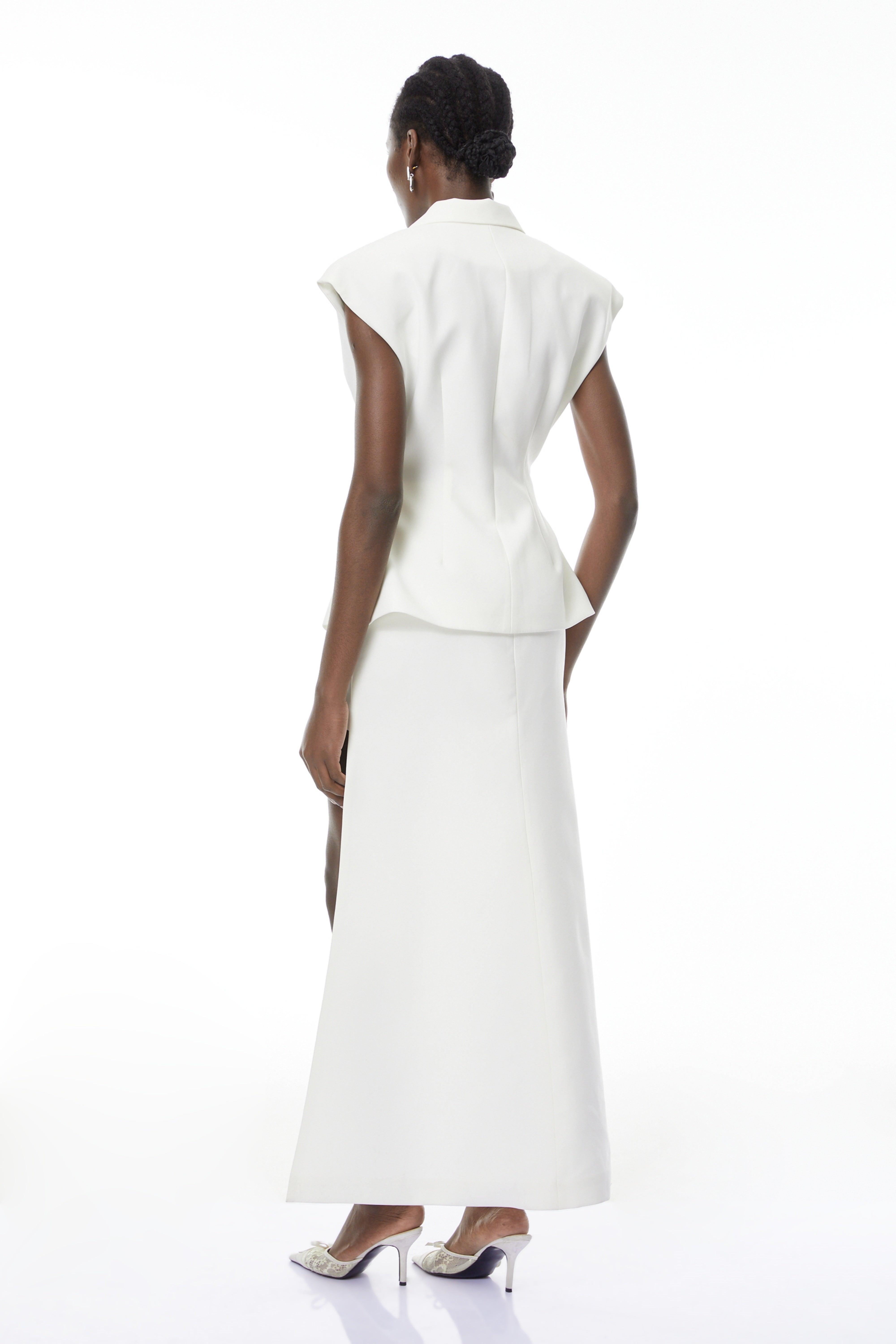 Grace White Asymmetrical Blazer & Skirt Set (Final Sale)
