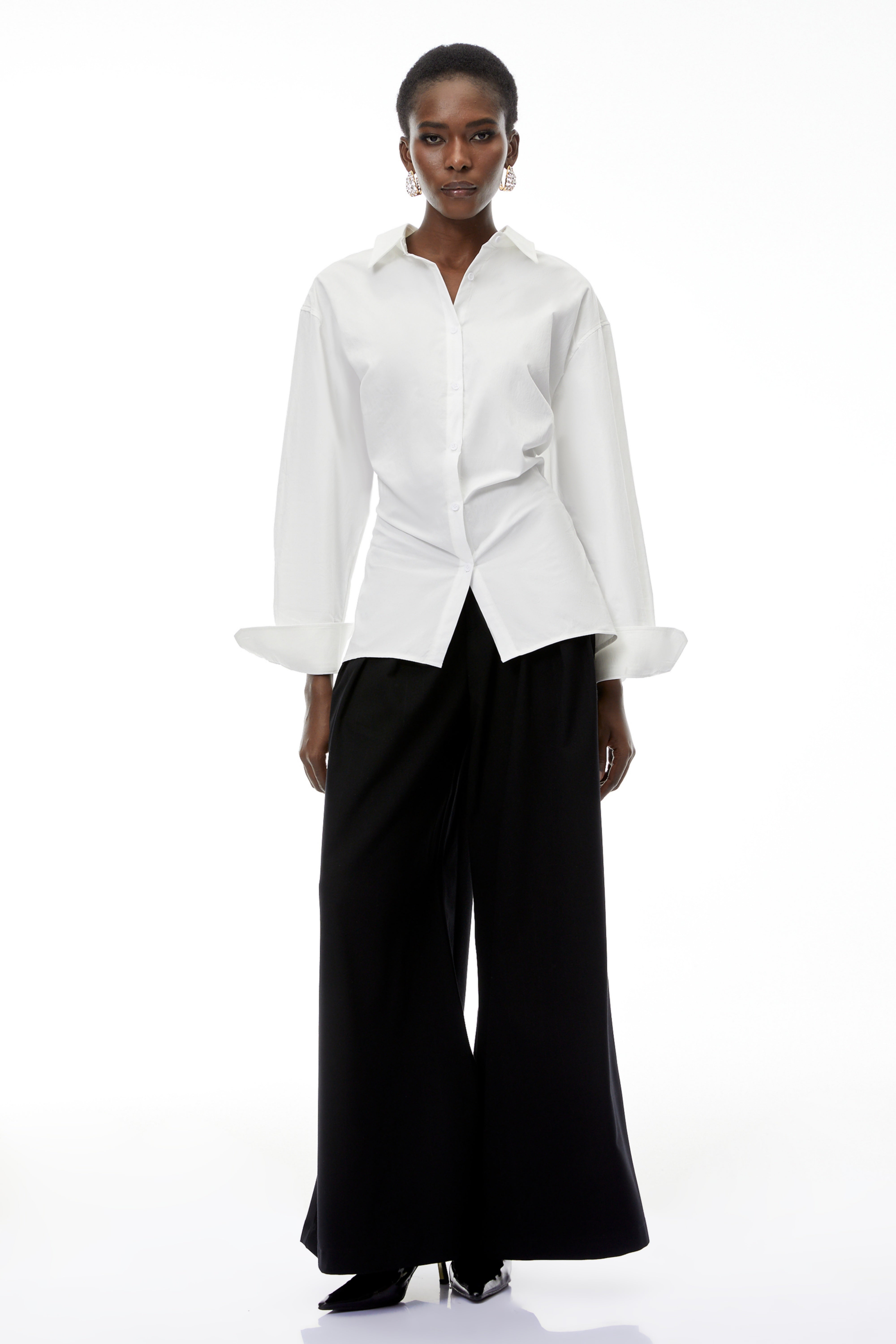 Gracie White Cinched Waist Shirt (Final Sale)