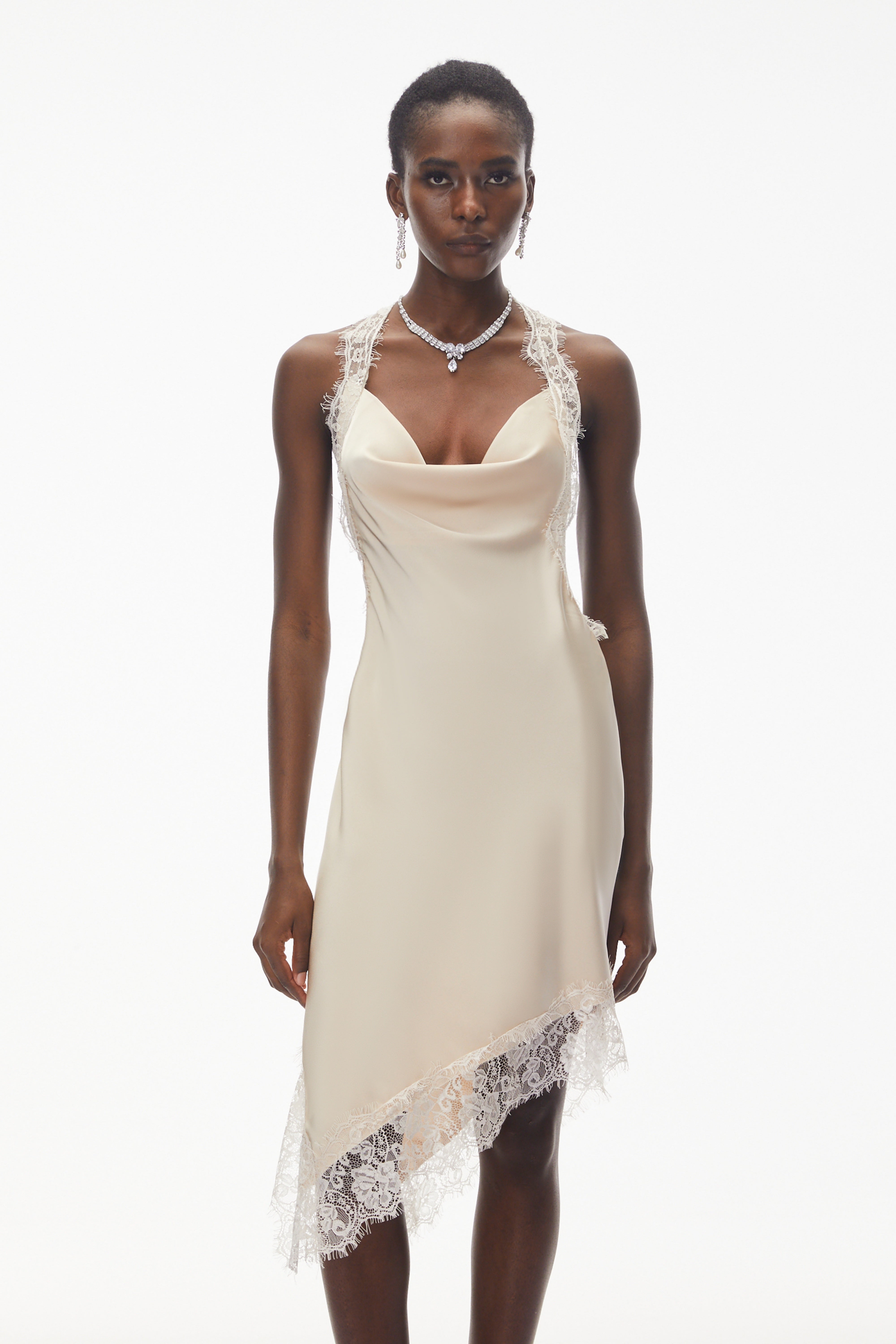 Mini-robe en satin à dos nu Gudrun, couleur neutre