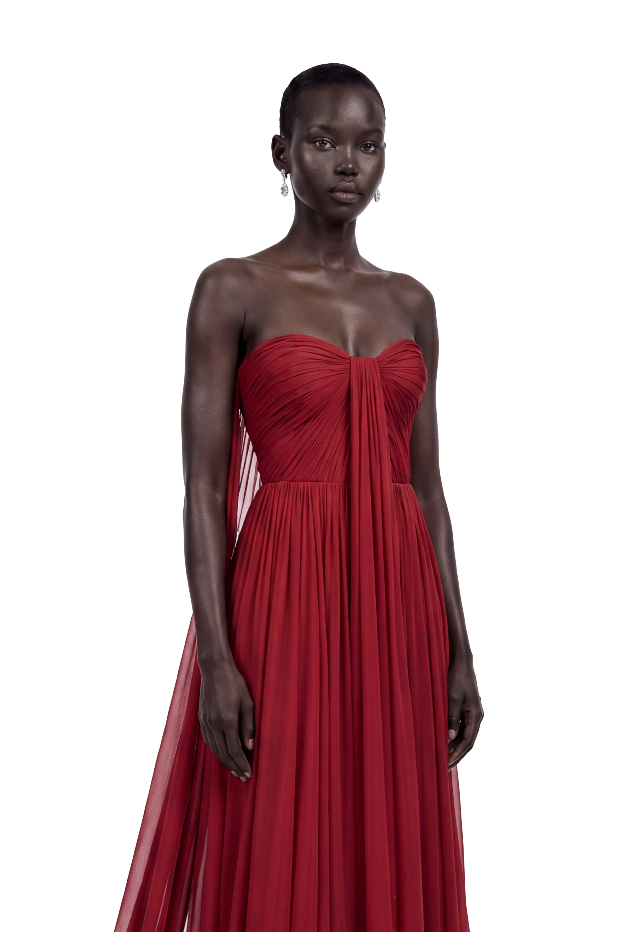 Hohipera Red Off Shoulder Pleated Maxi Dress