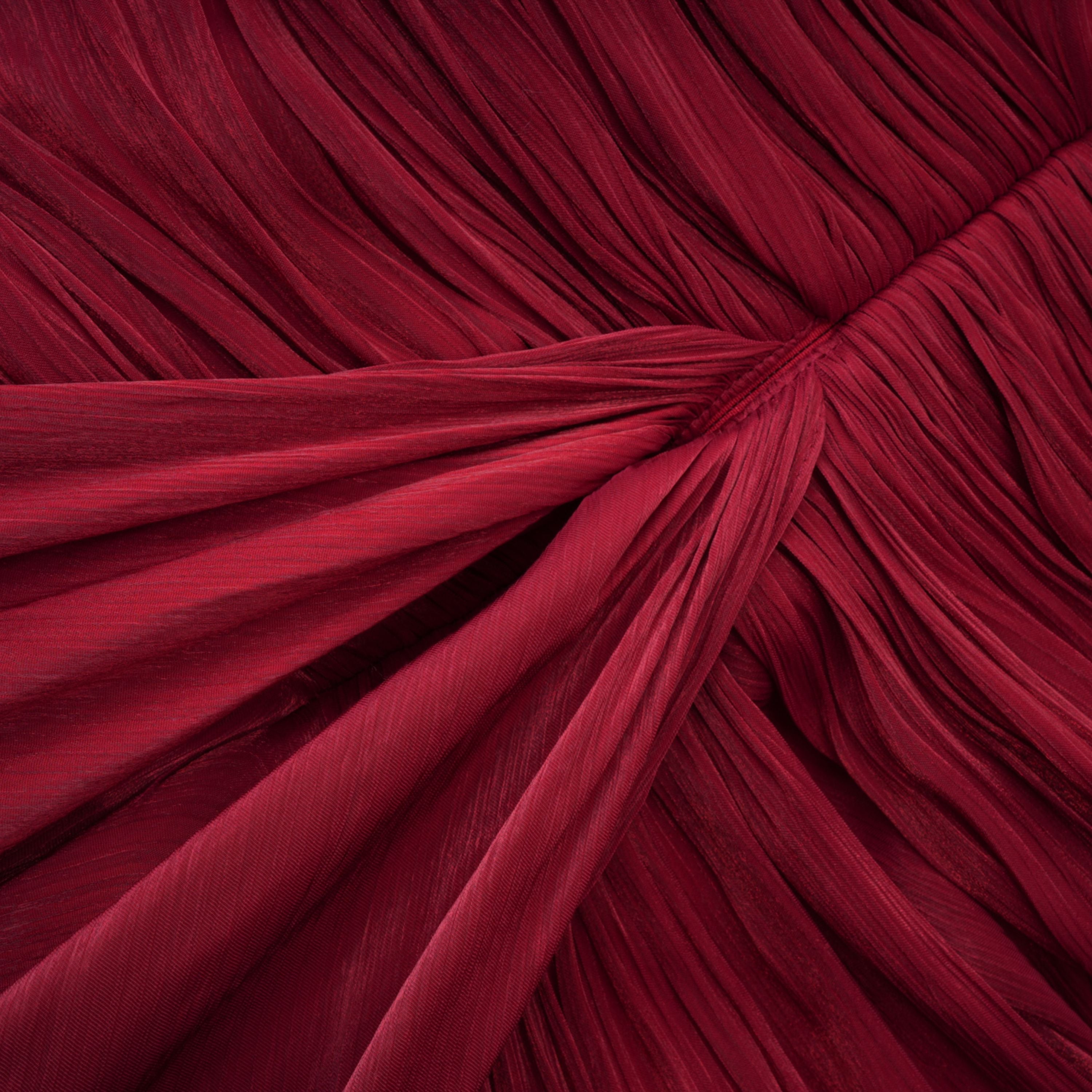 Hazel Burgundy Asymmetrical Draped Maxi Dress (Final Sale-US Only)