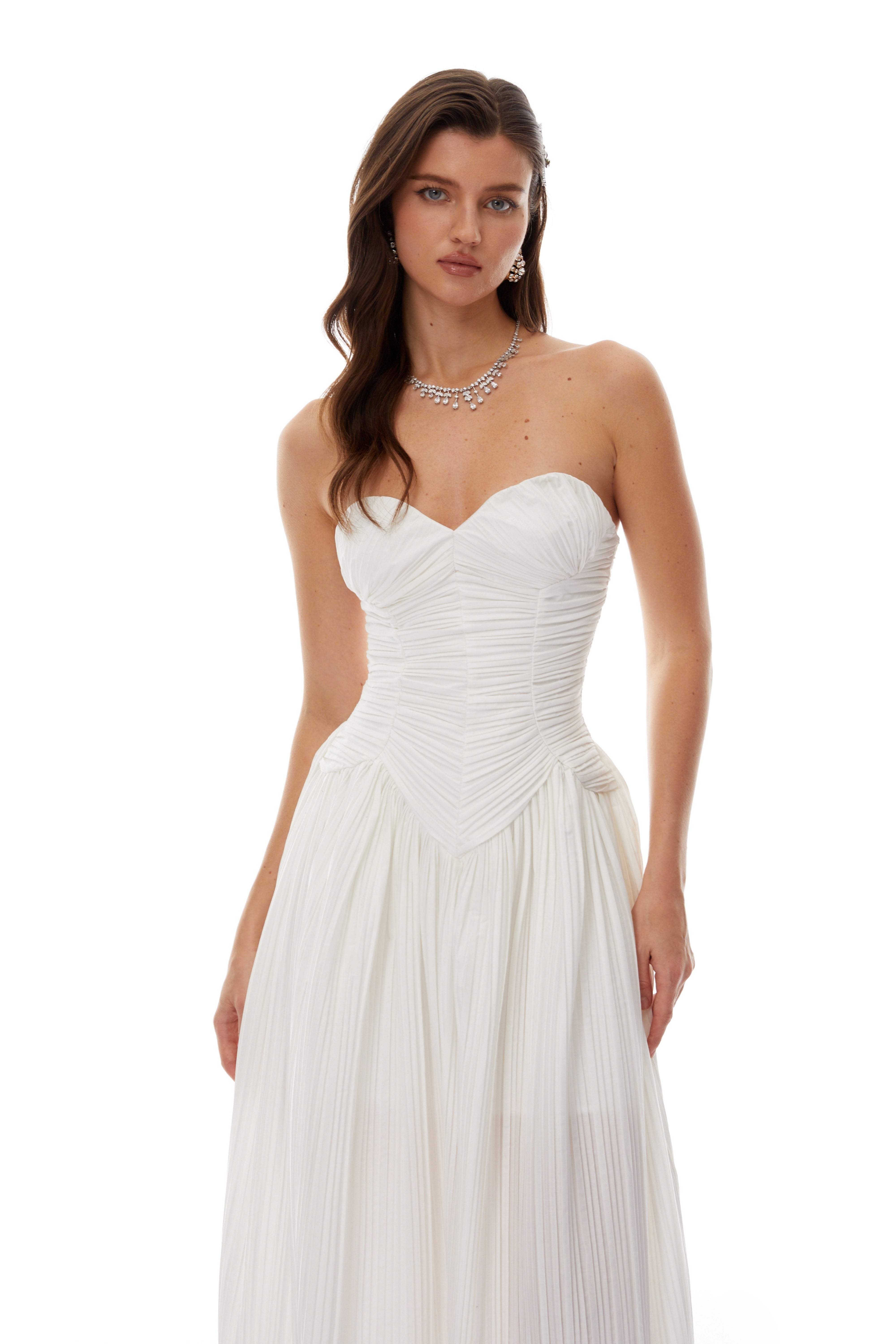 Ilinca White Off-Shoulder Ruched Maxi Dress (Final Sale)