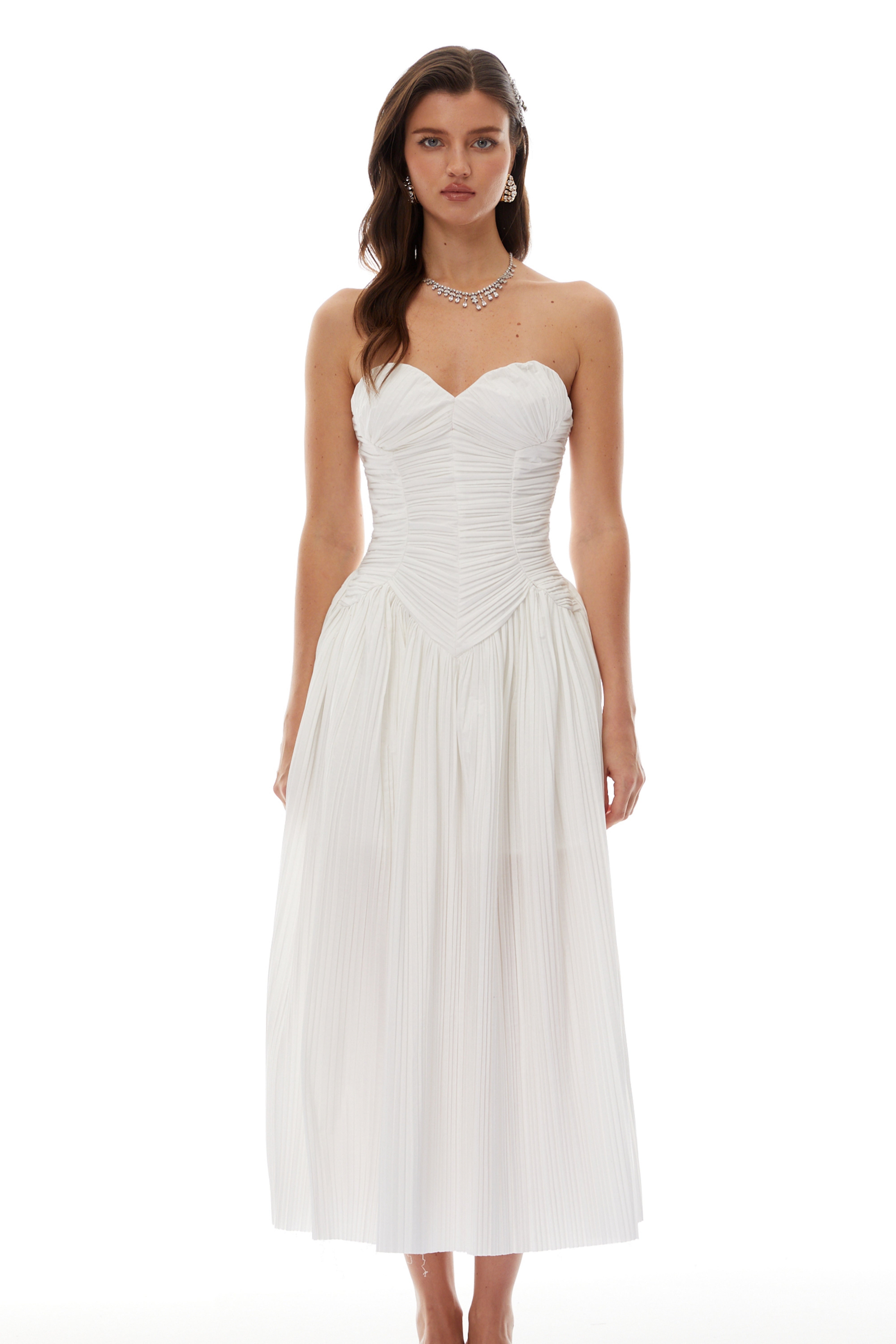 Ilinca White Off-Shoulder Ruched Maxi Dress (Final Sale)