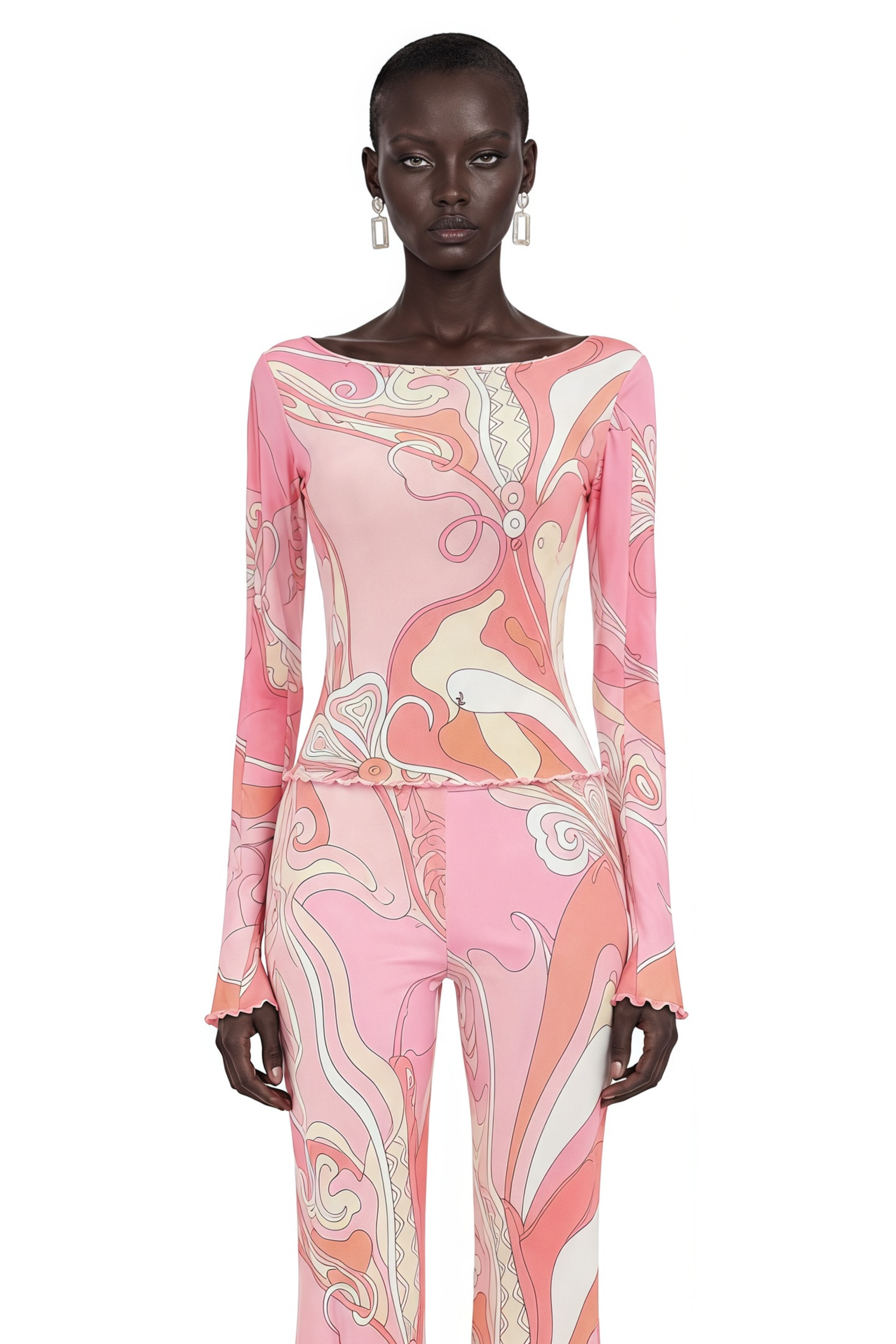 Ismeria Pink Printed Long Sleeve Top
