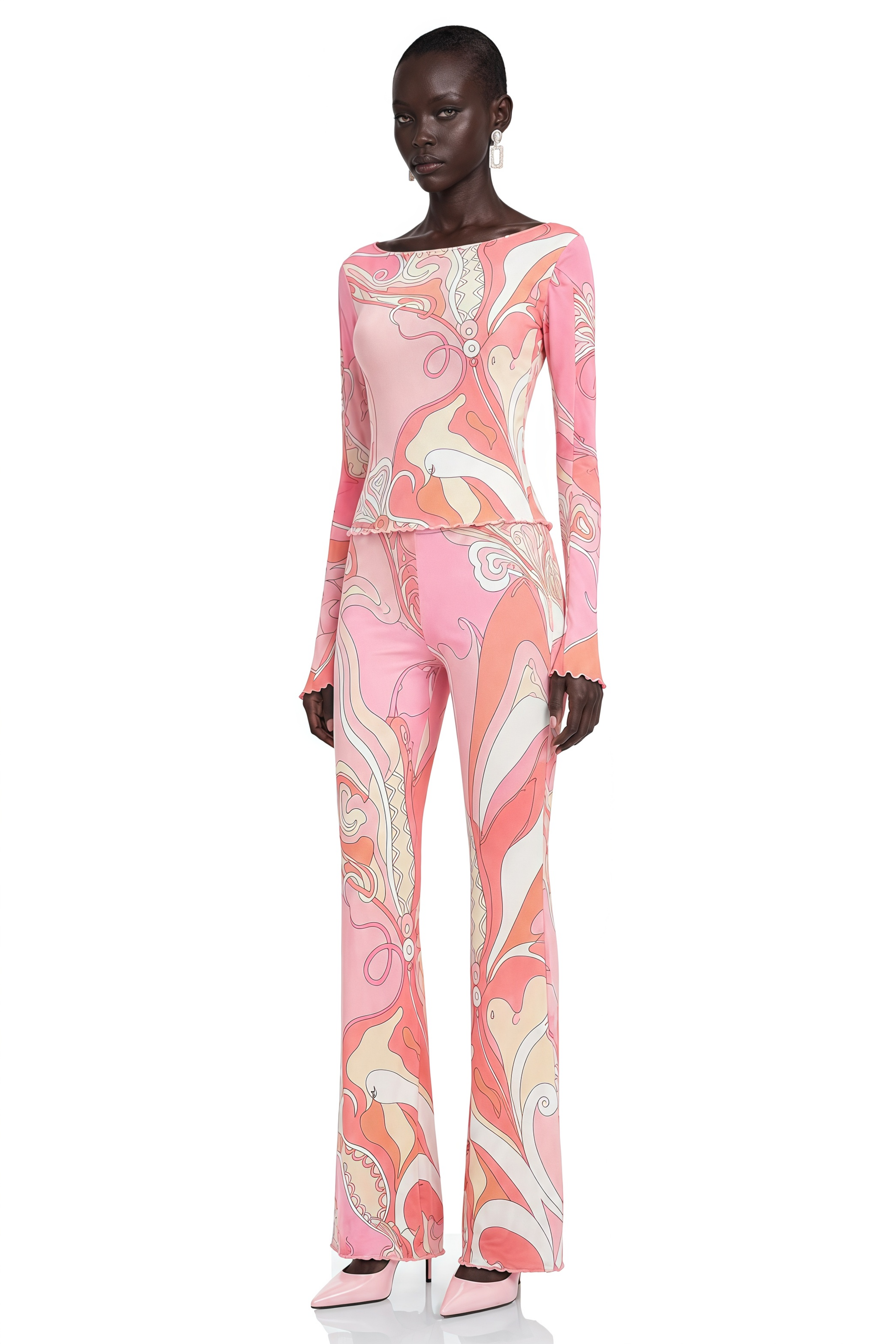 Ismeria Pink Printed Long Sleeve Top