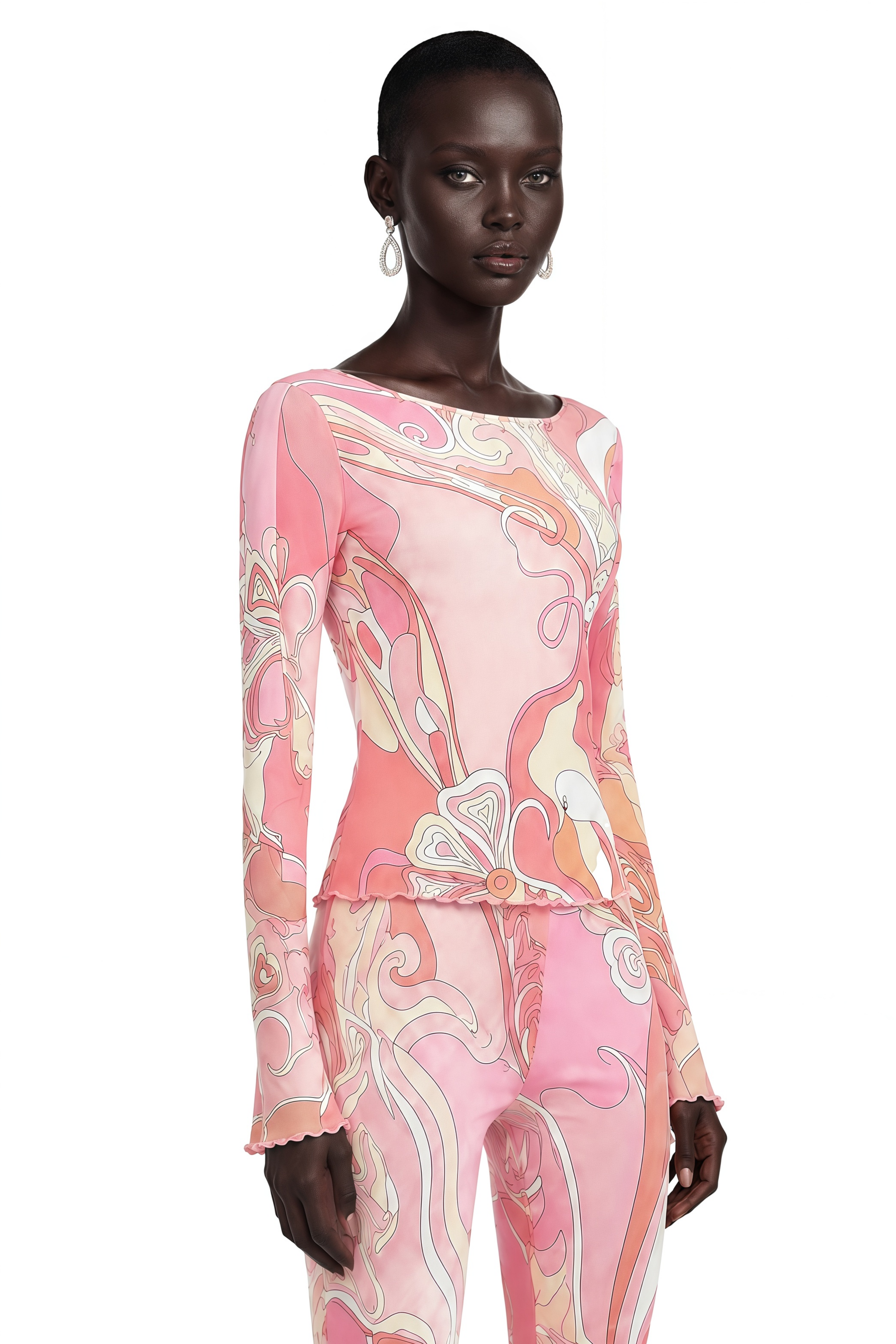Ismeria Pink Printed Long Sleeve Top