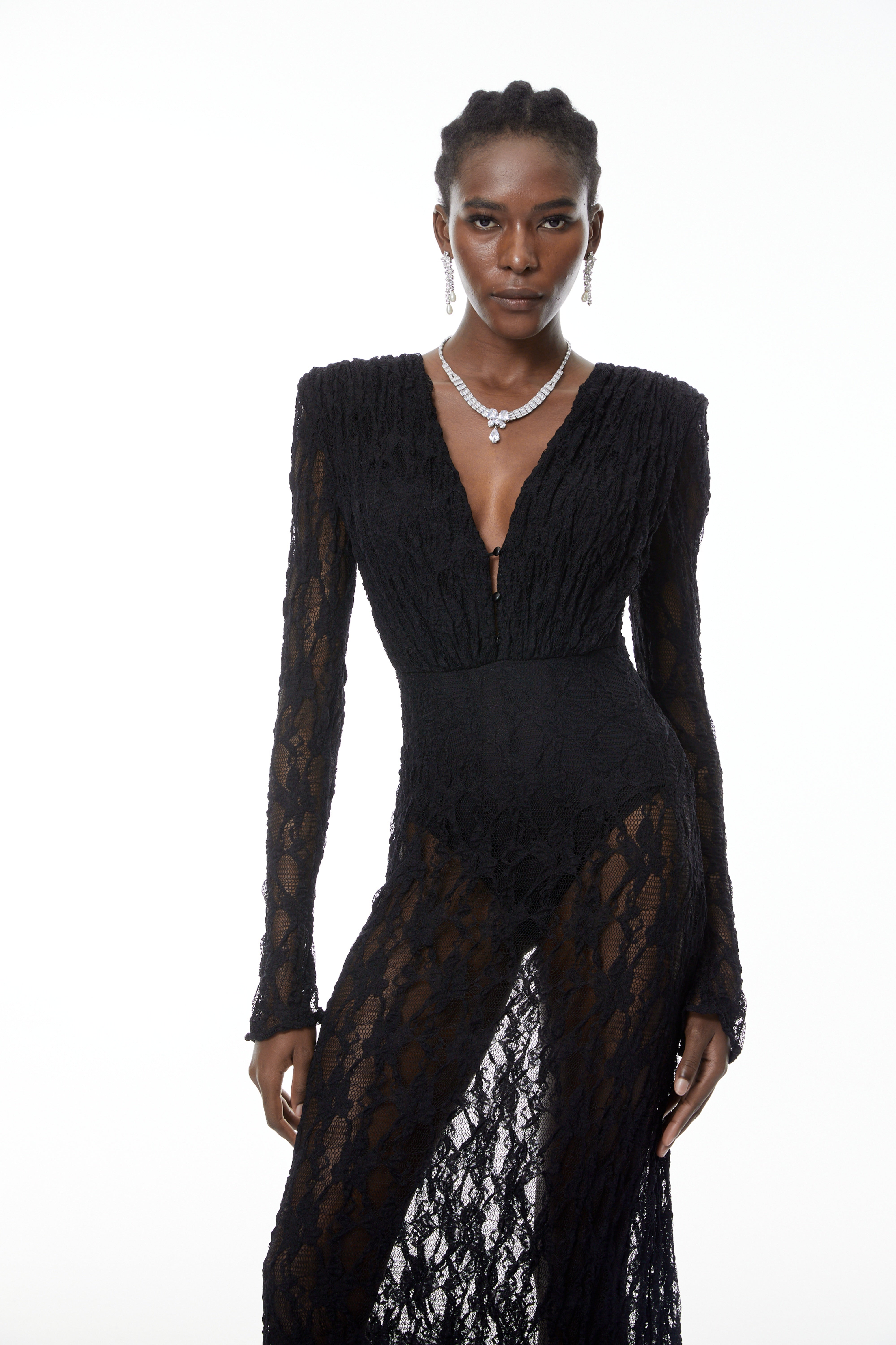 Johanna Black Semi-Sheer Lace Maxi Dress (Final Sale)