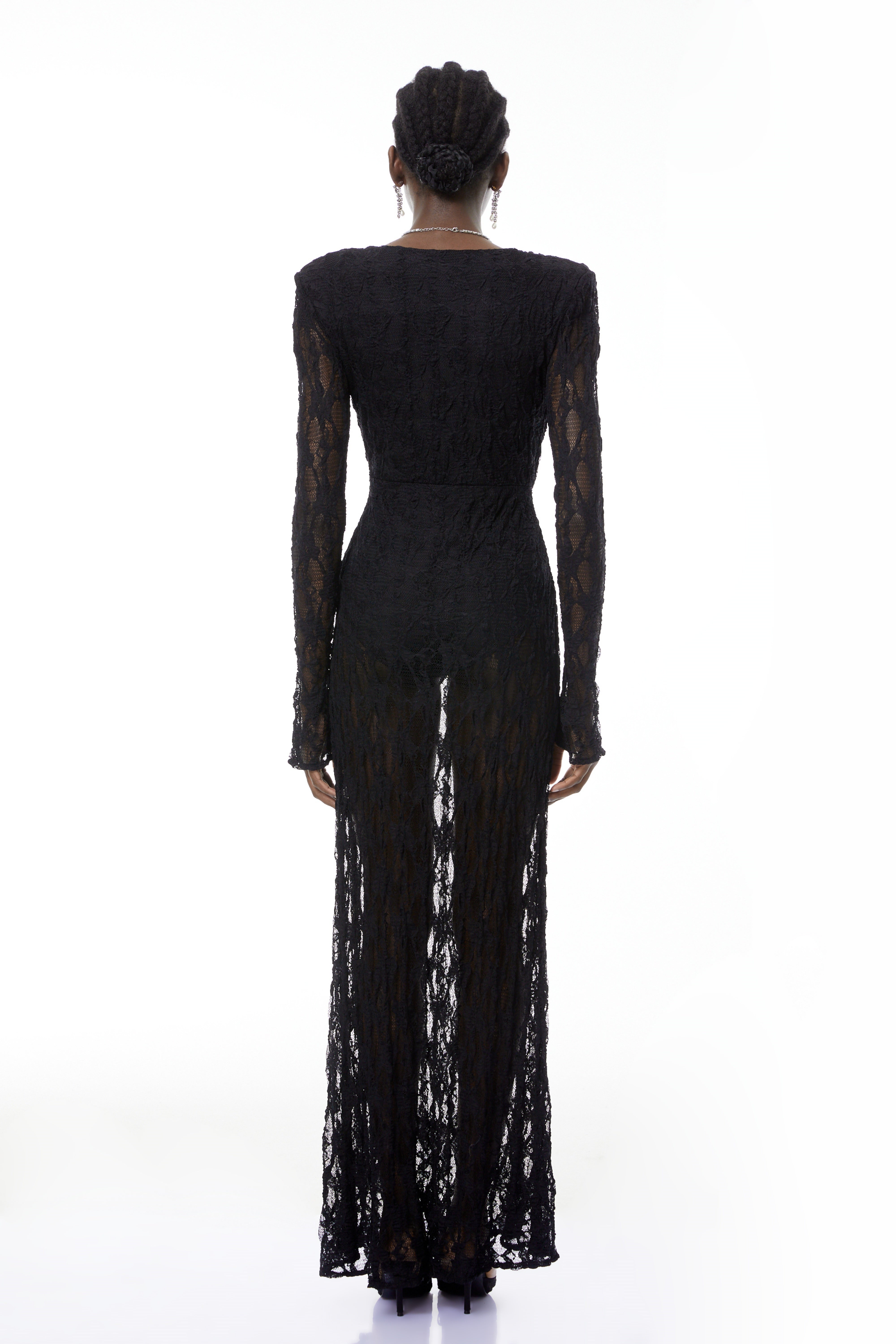 Johanna Black Semi-Sheer Lace Maxi Dress (Final Sale)