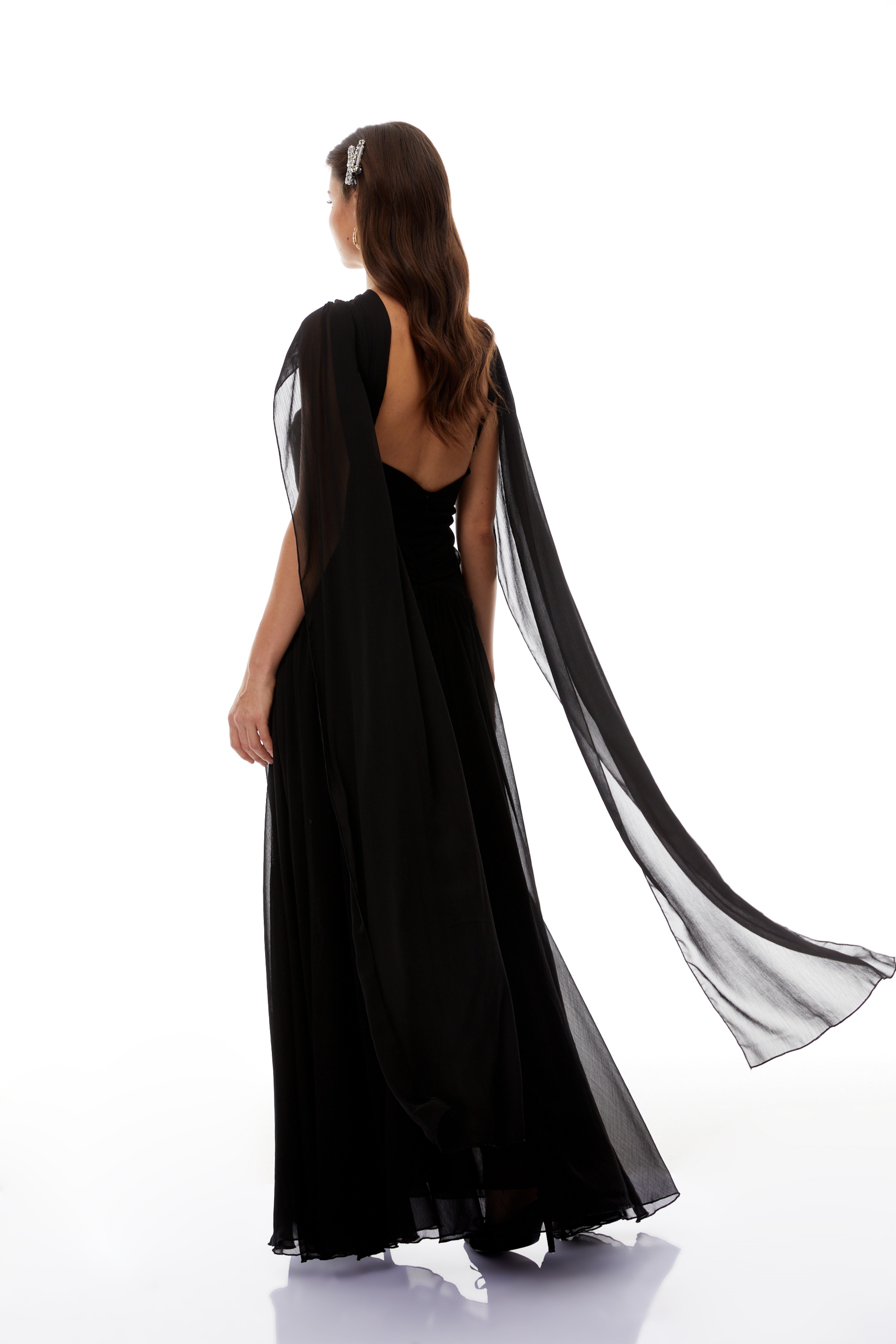 Jorge Black Open Back Ribbon Maxi Dress (Final Sale)