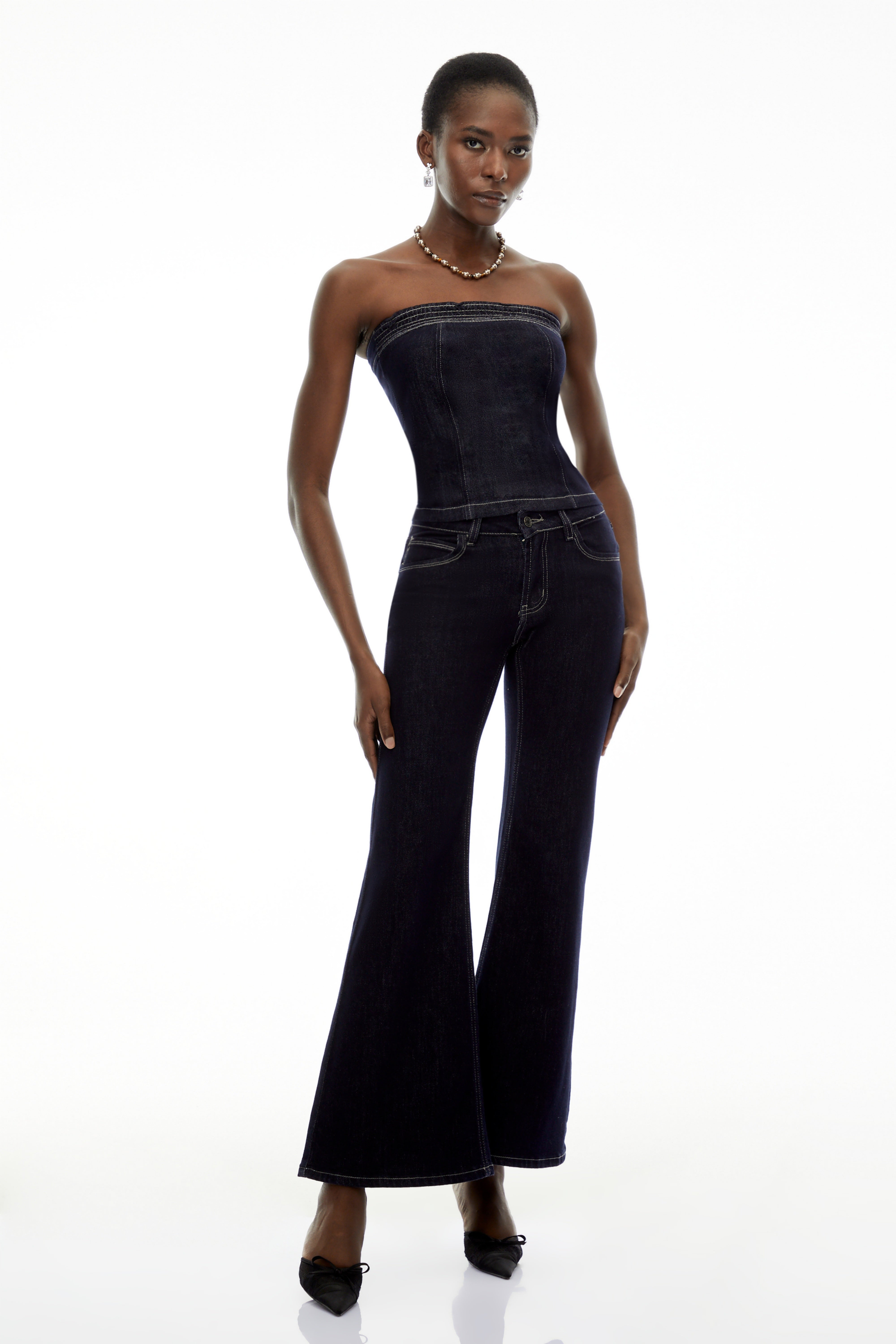 Joséphine Blue Denim Off Shoulder Top & Trouser Set