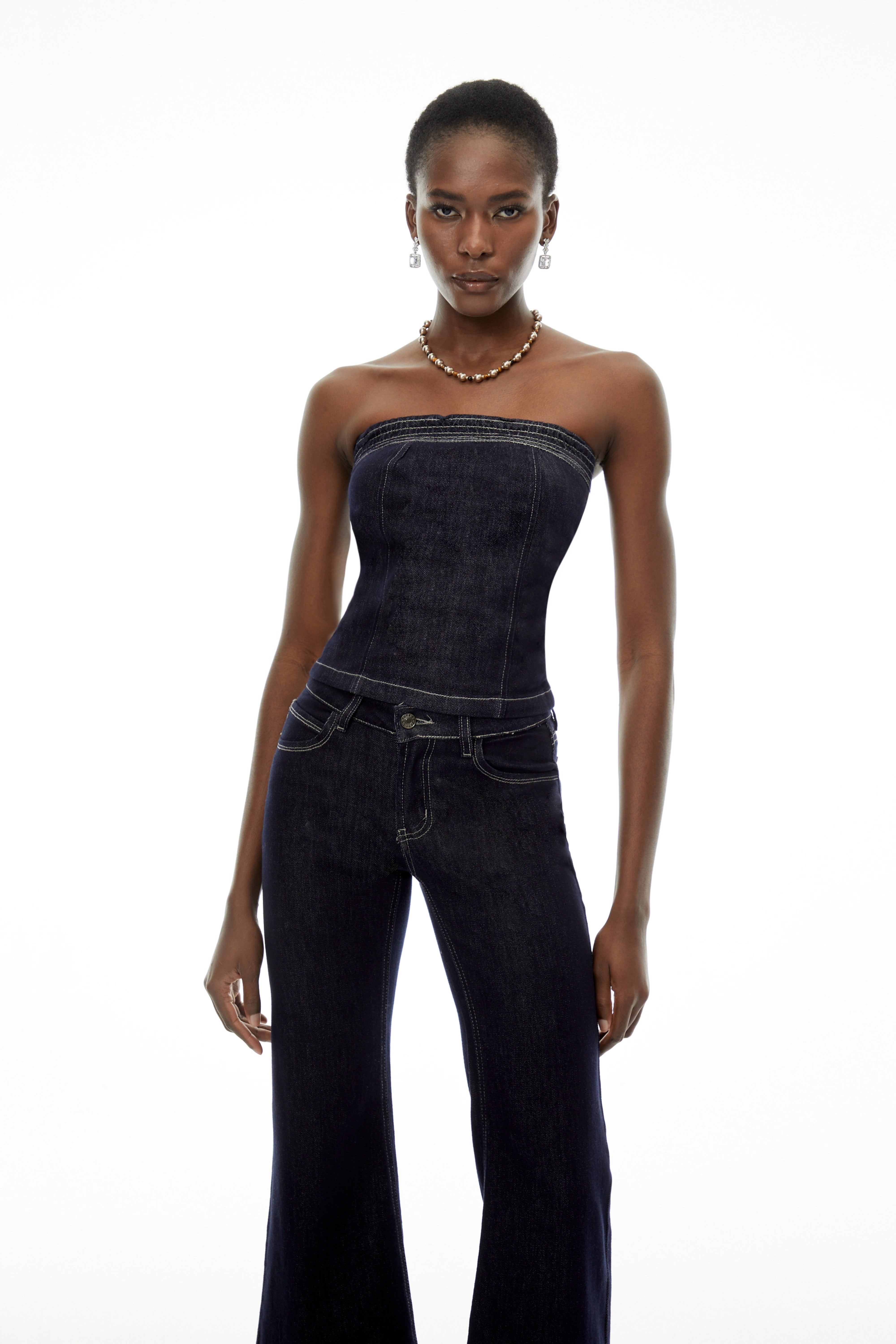 Joséphine Blue Denim Off Shoulder Top & Trouser Set