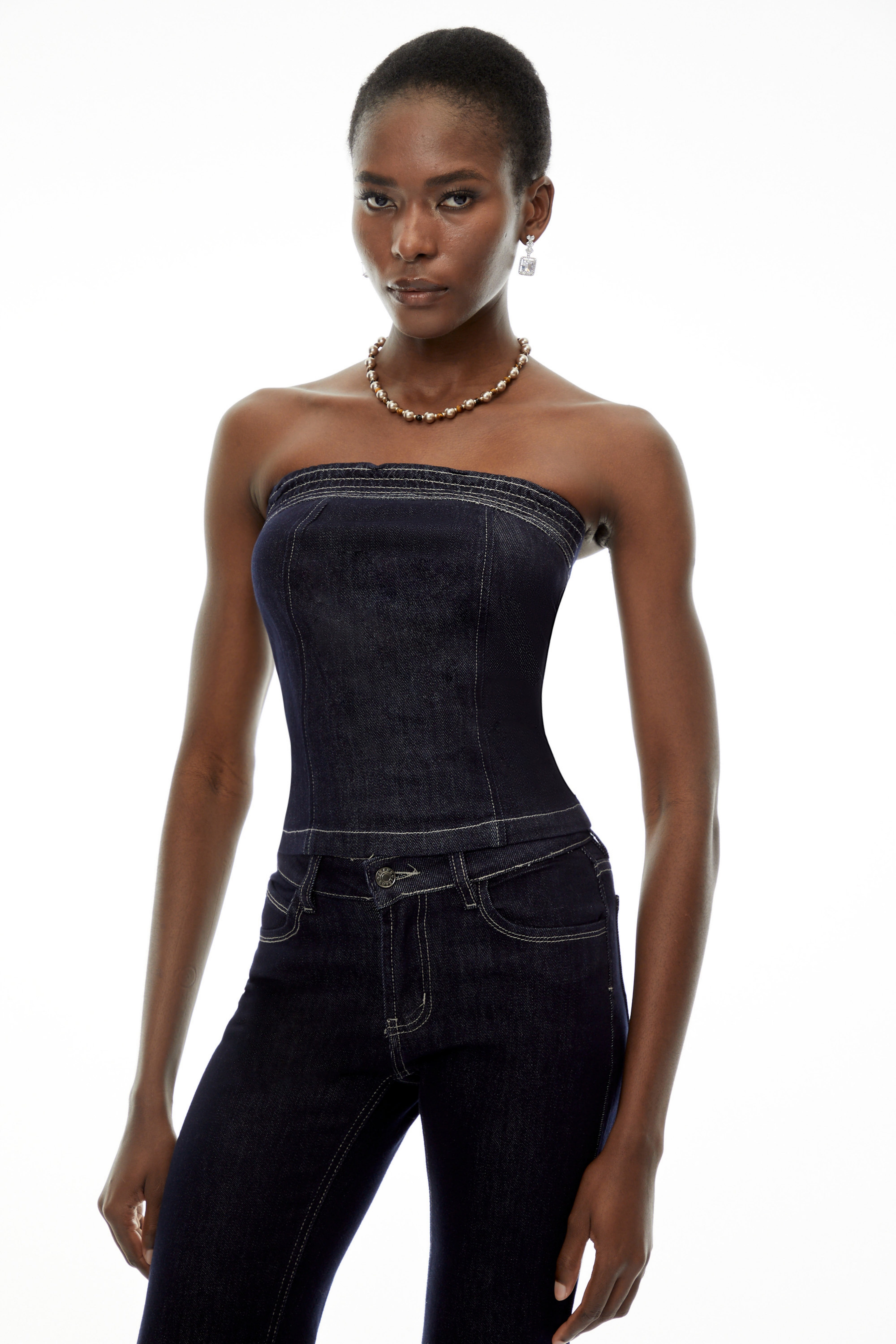 Joséphine Blue Denim Off Shoulder Top & Trouser Set