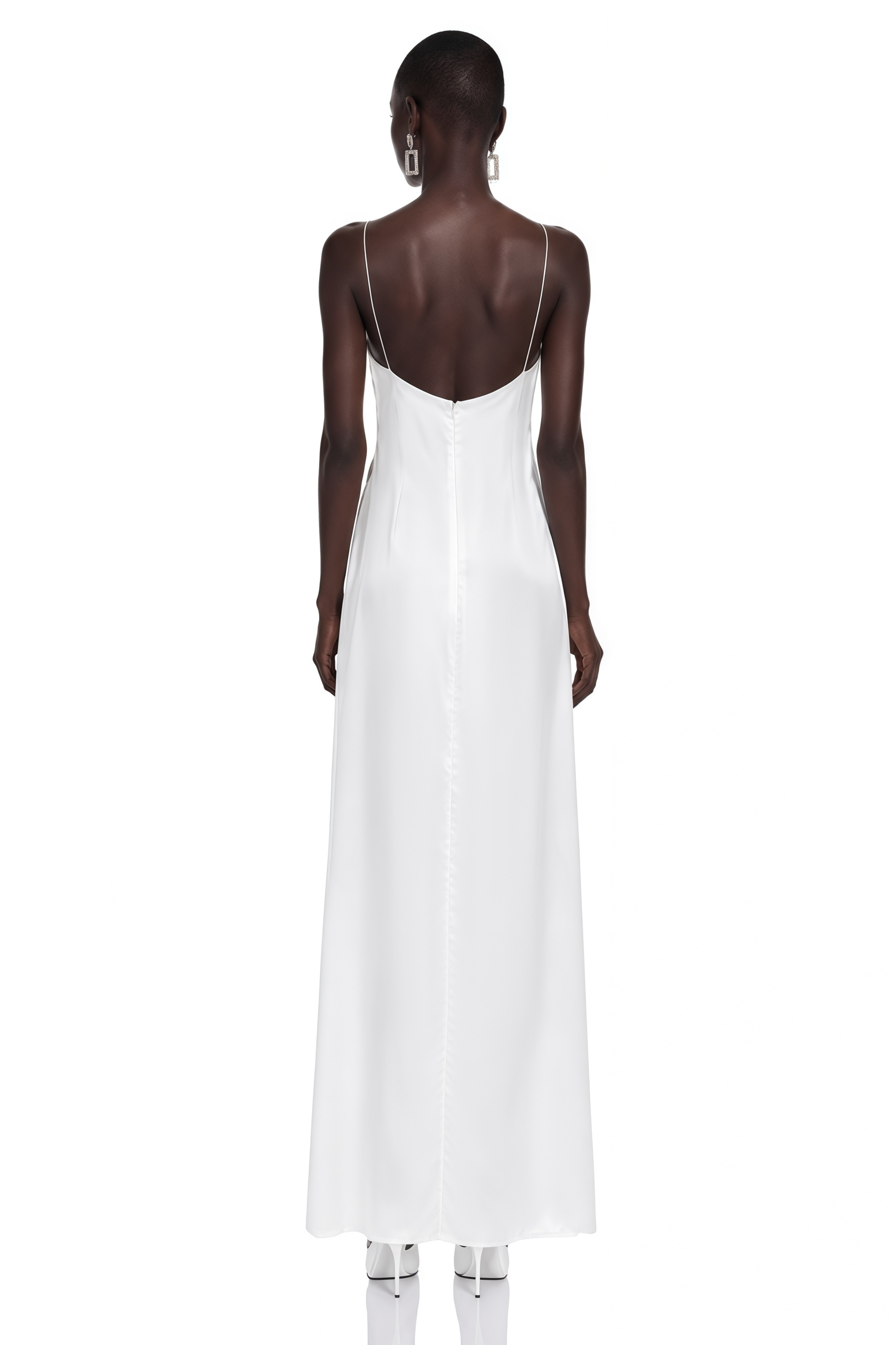 Jovie White Maxi Dress with Lace Panels and Slit