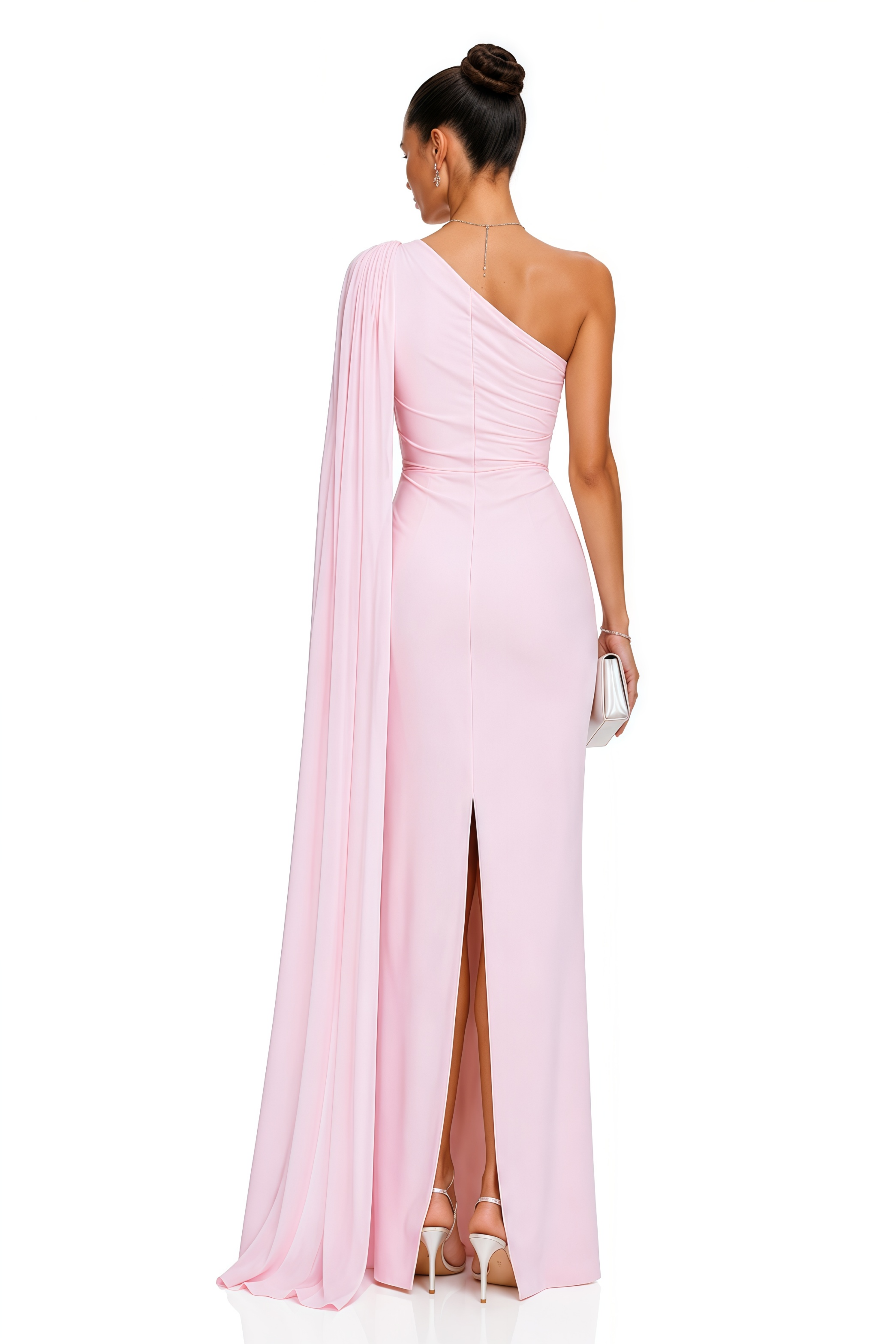 Kailany Pink One-Shoulder Draped Maxi Dress