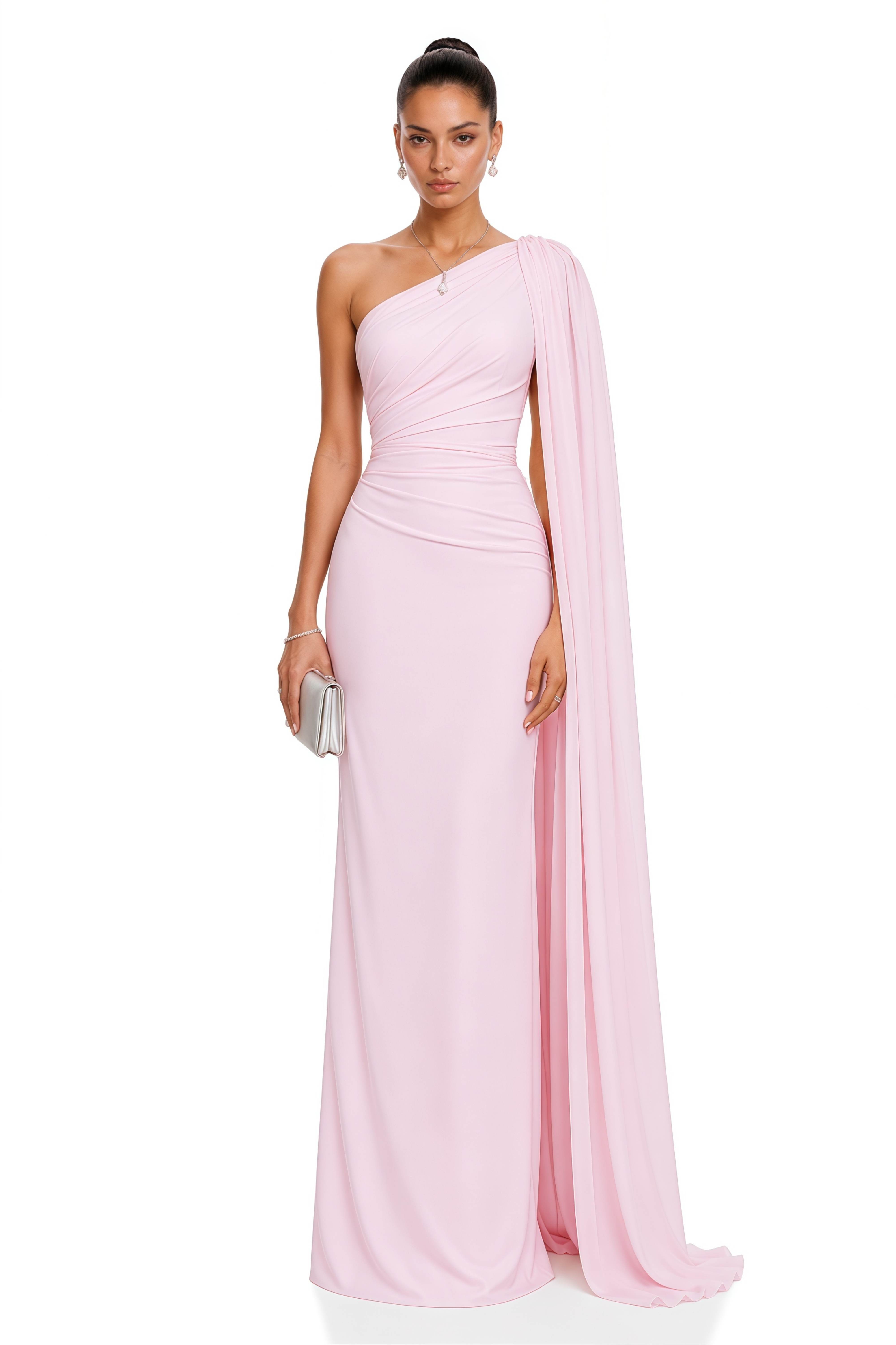 Kailany Pink One-Shoulder Draped Maxi Dress
