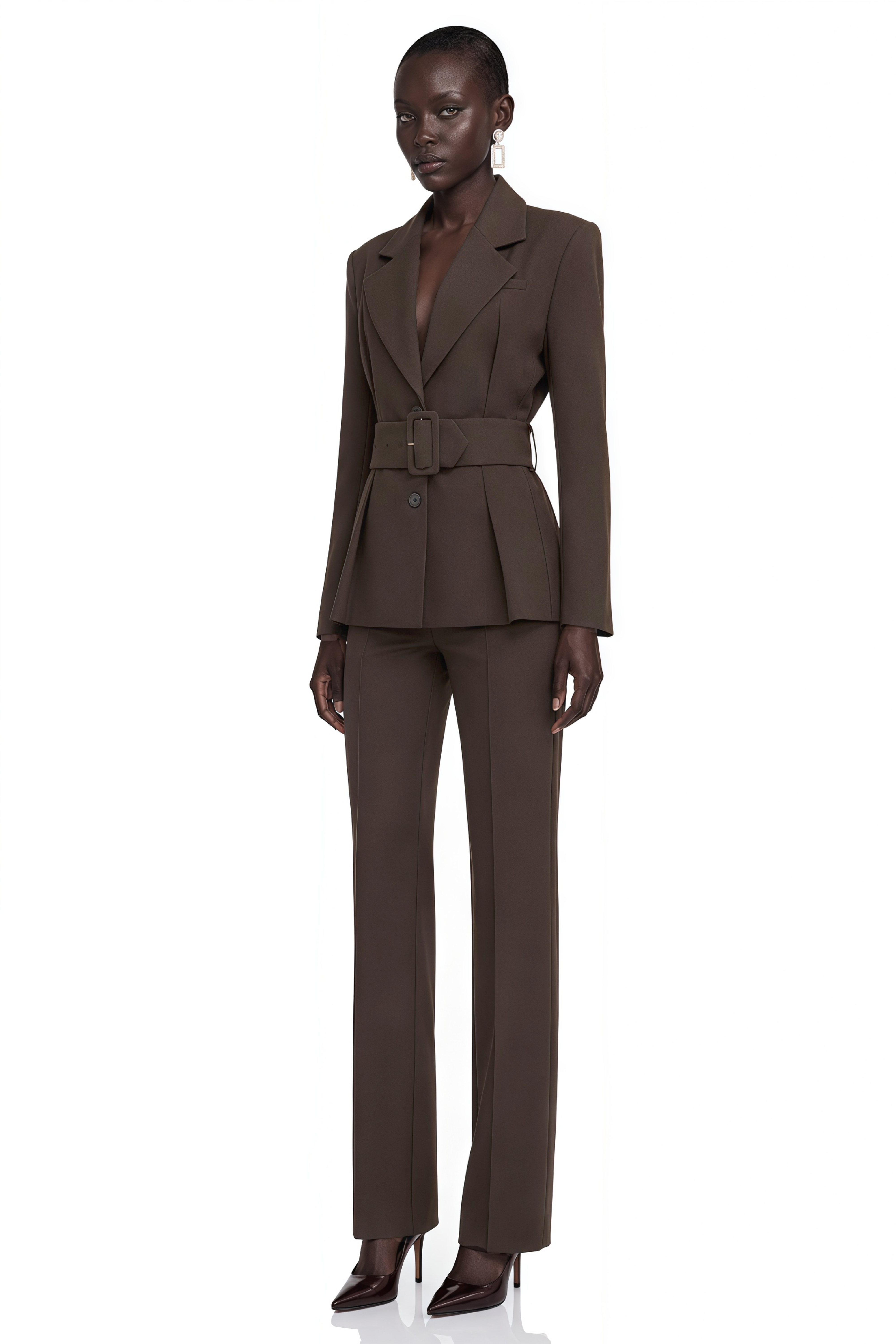 Blazer croisé à ceinture Kallisto, marron foncé