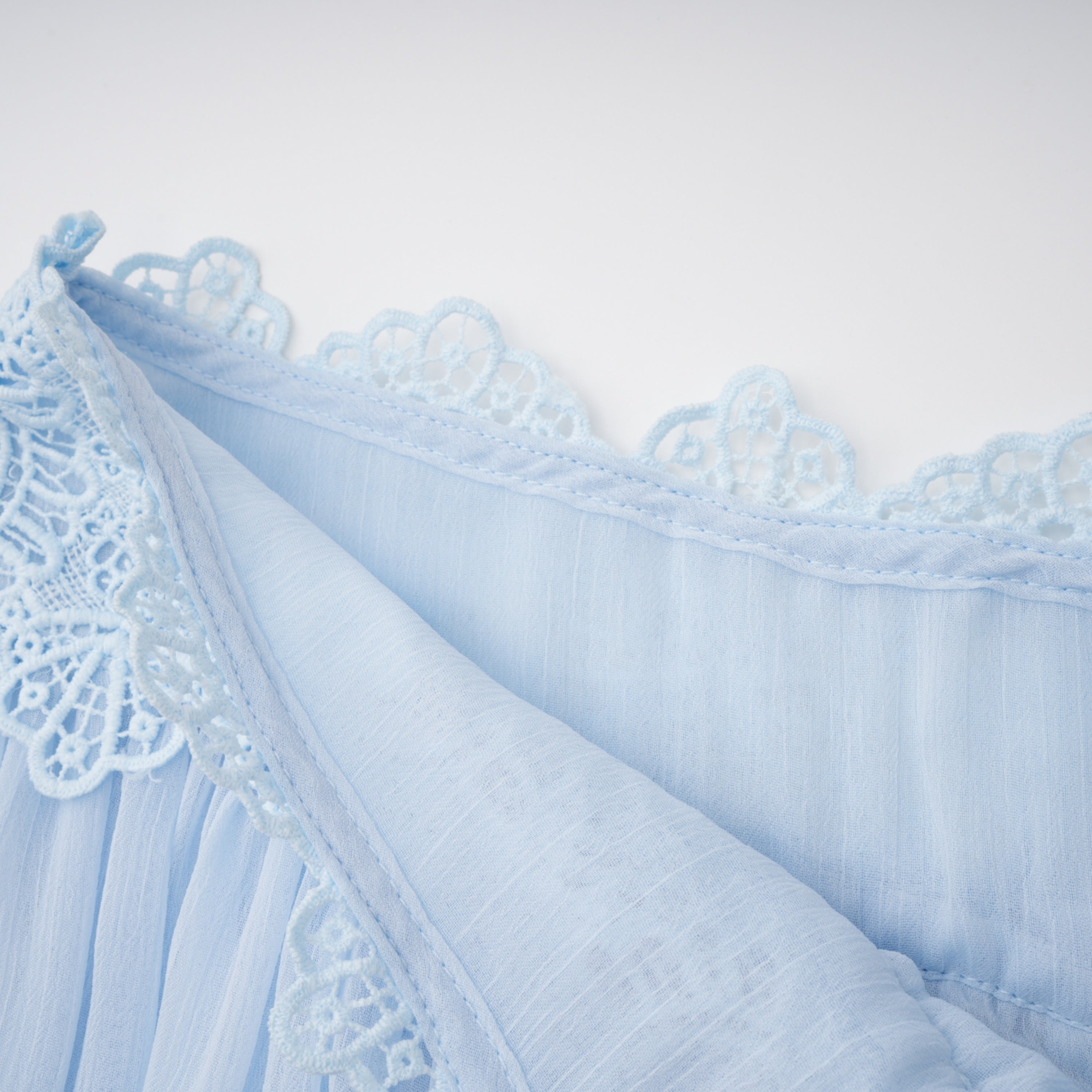 Kamila Blue Lace Trim Ruched Top & Trouser Set