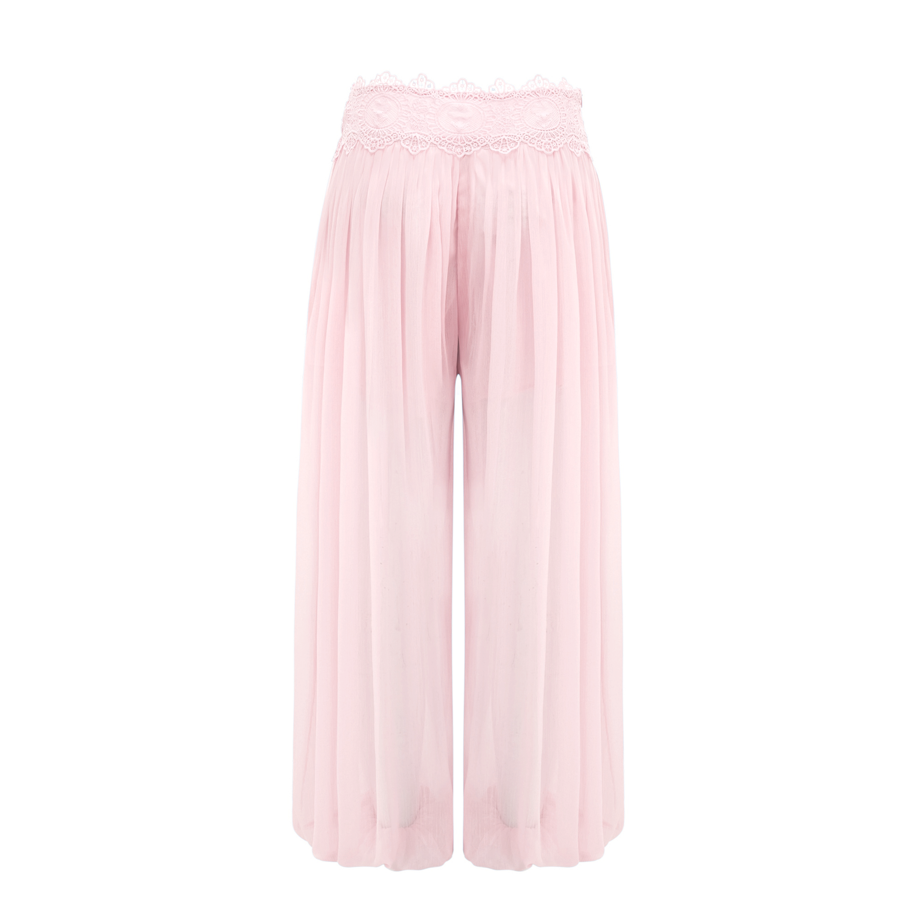Kamila Pink Lace Trim Ruched Top & Trouser Set