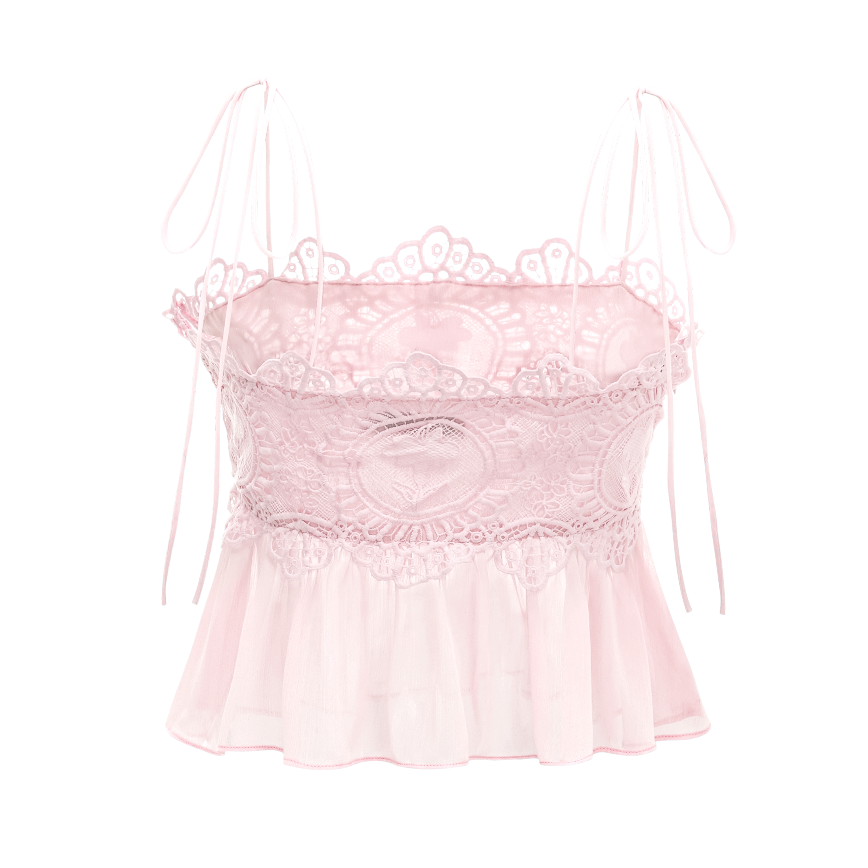 Kamila Pink Lace Trim Ruched Top & Trouser Set