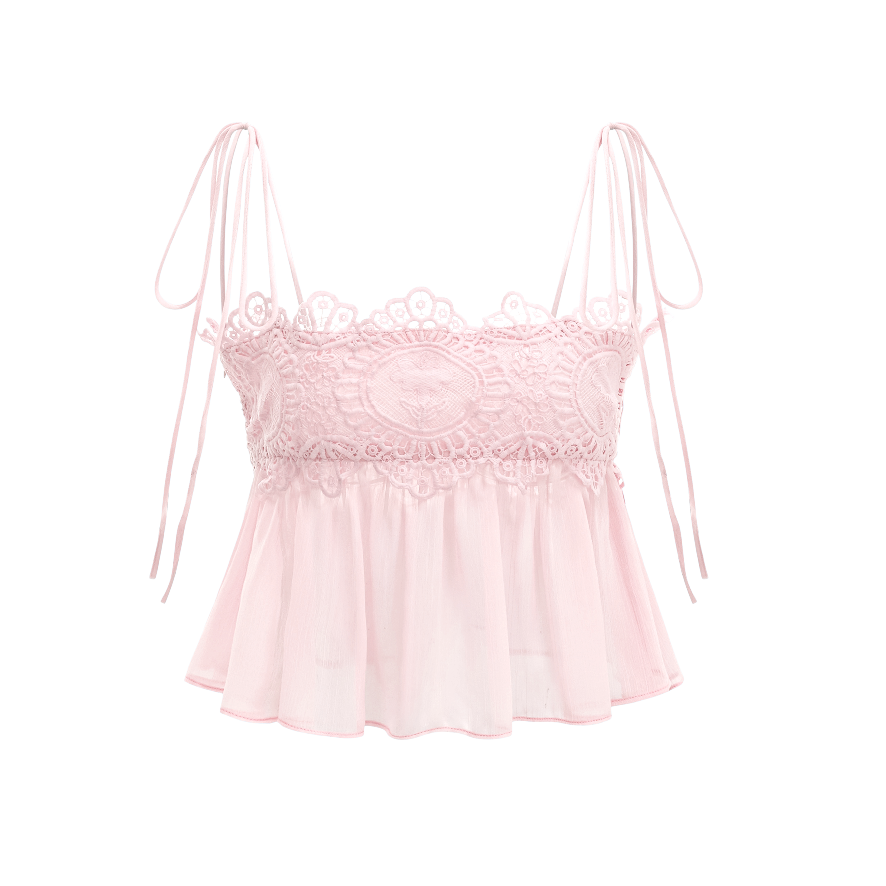 Kamila Pink Lace Trim Ruched Top & Trouser Set