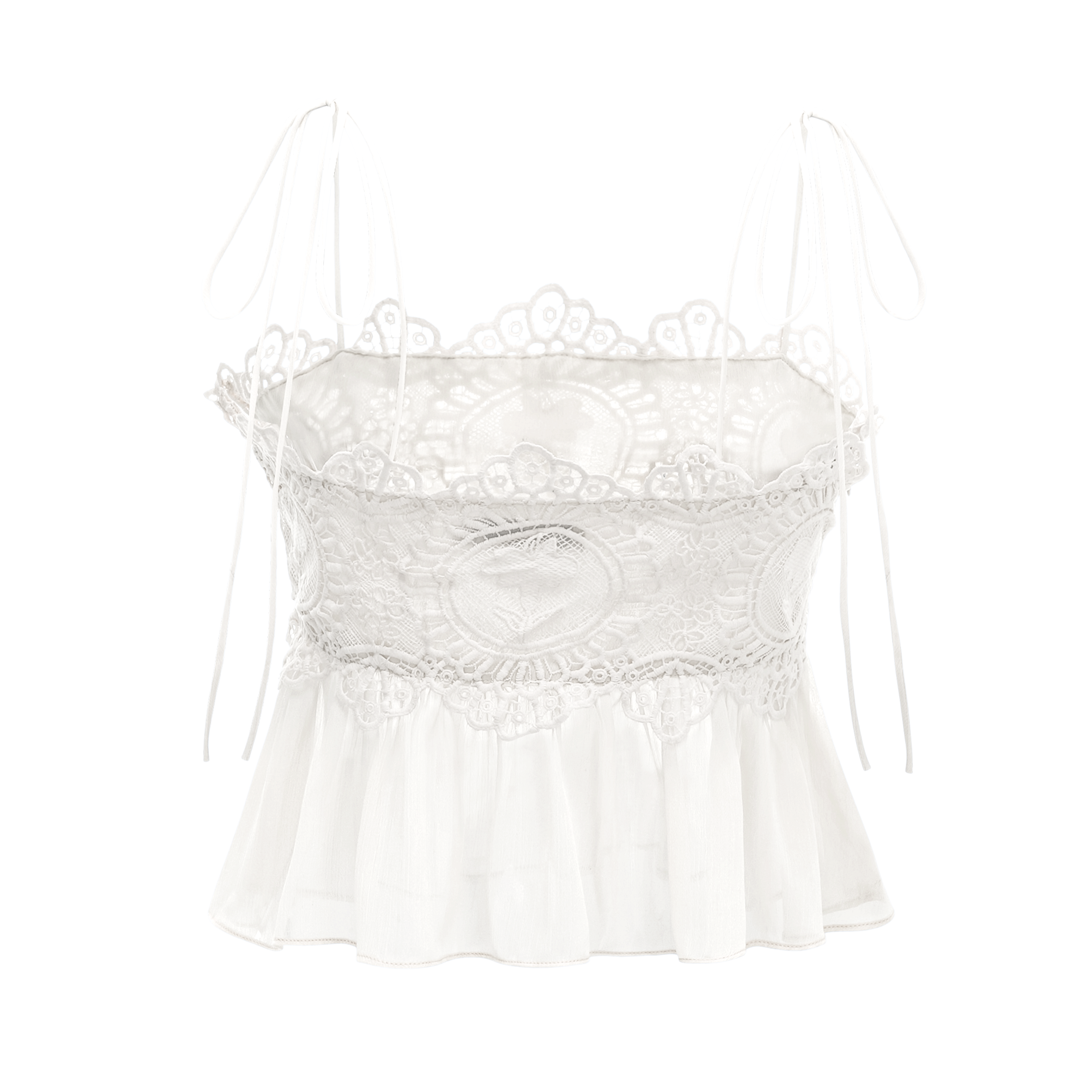 Kamila White Lace Trim Ruched Top & Trouser Set