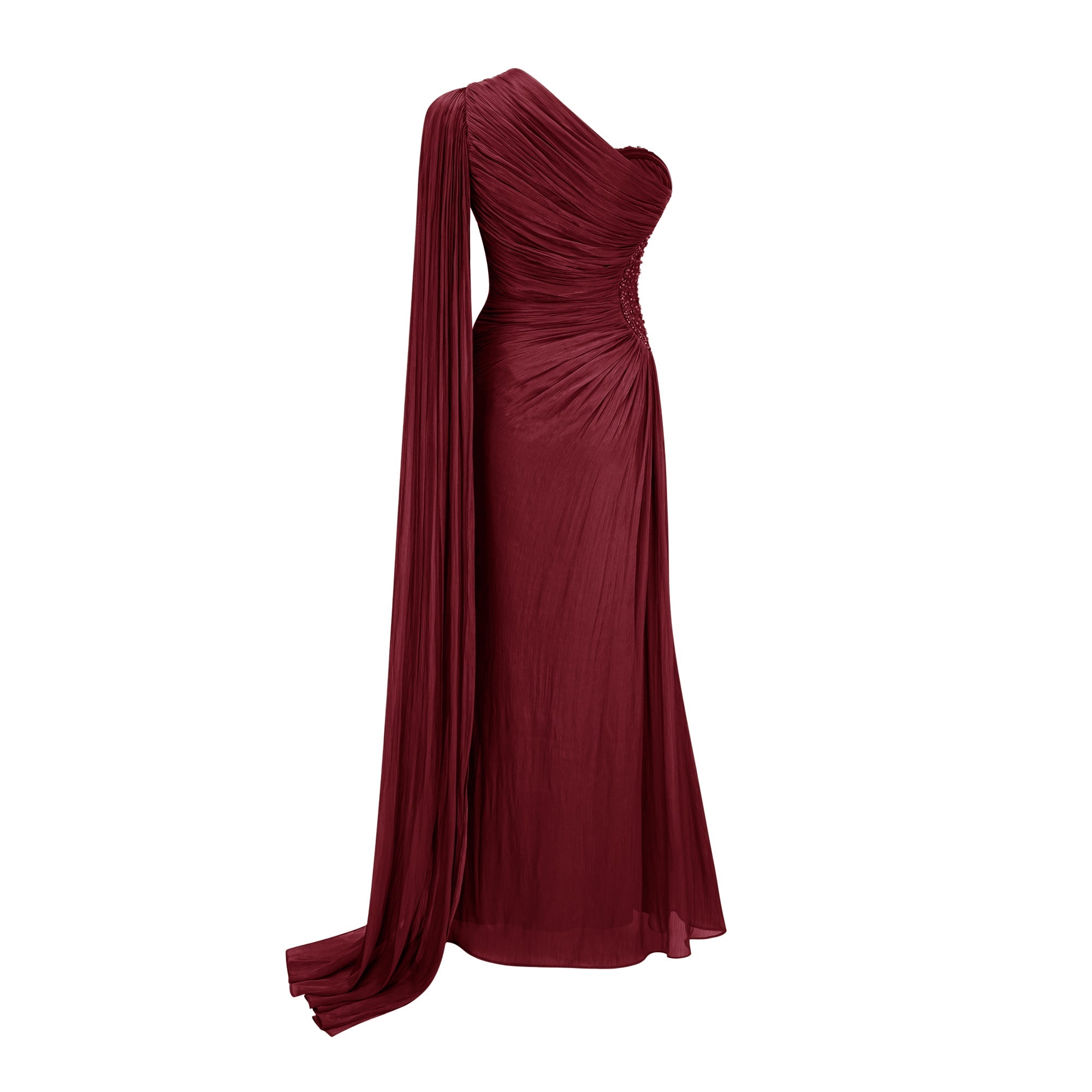 Katrin Red One Shoulder Ruched Maxi Dress (Final Sale-US Only)