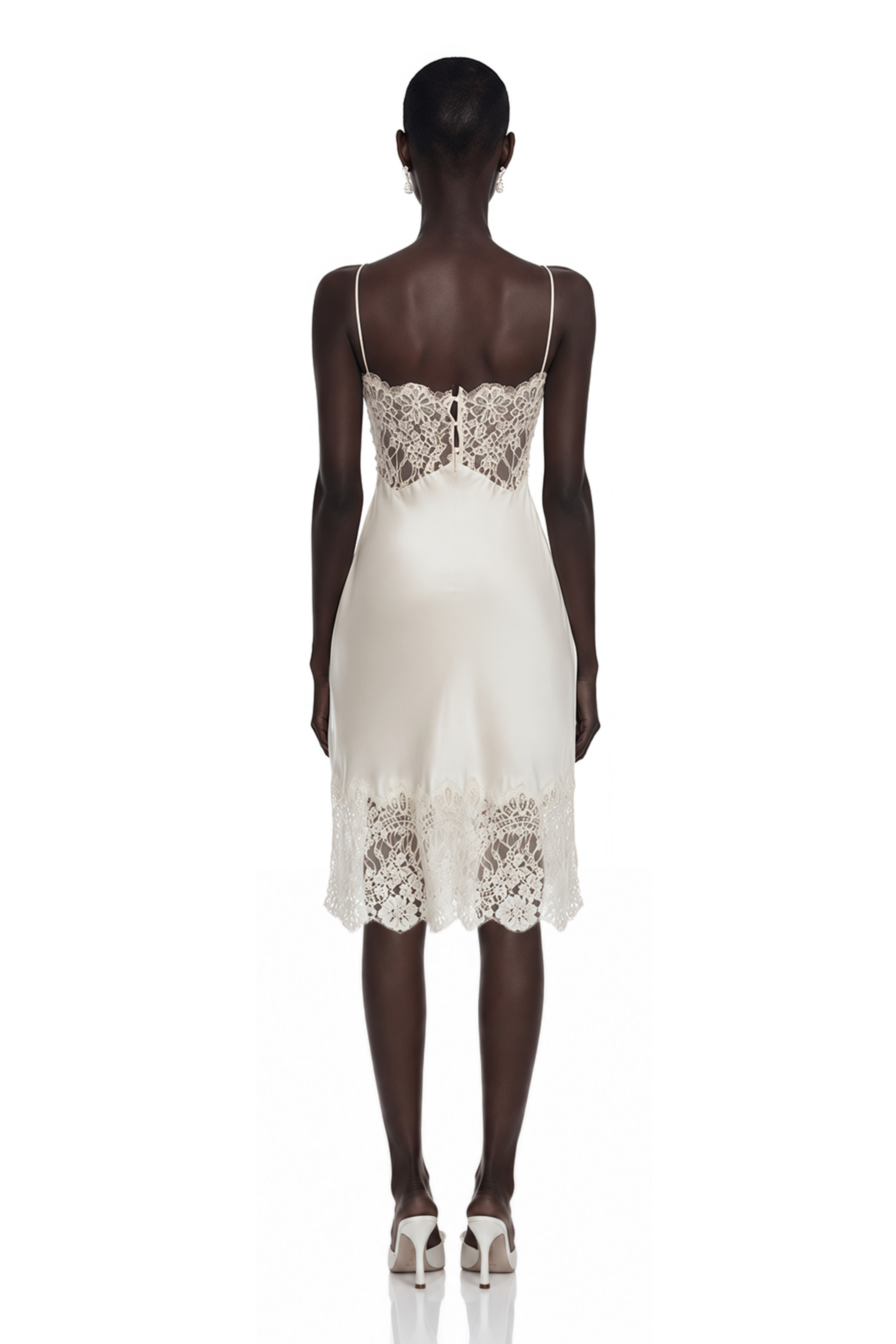 Klara Cream Mini Dress with Lace Panels