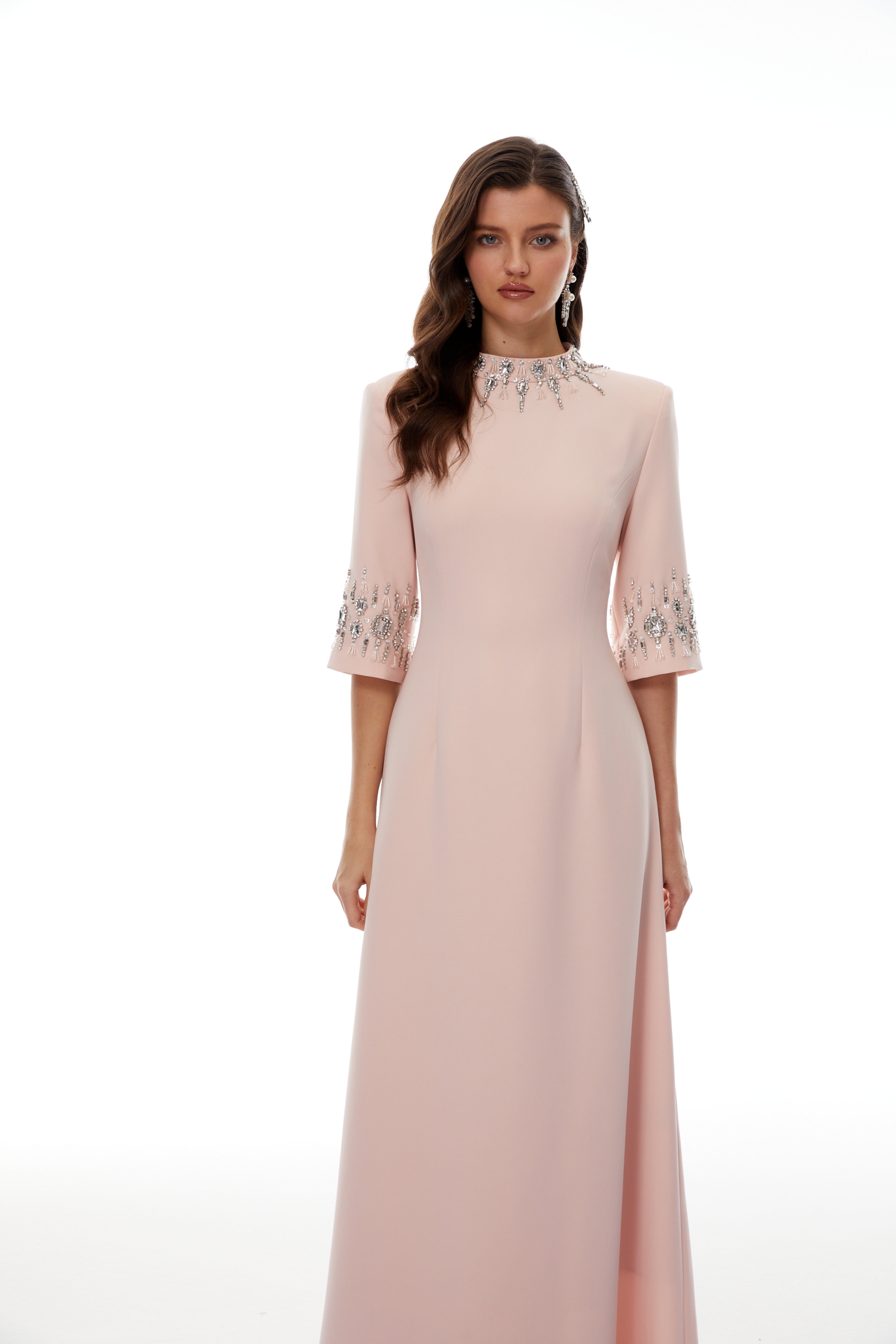 Crystal Embellished Gown in Pink