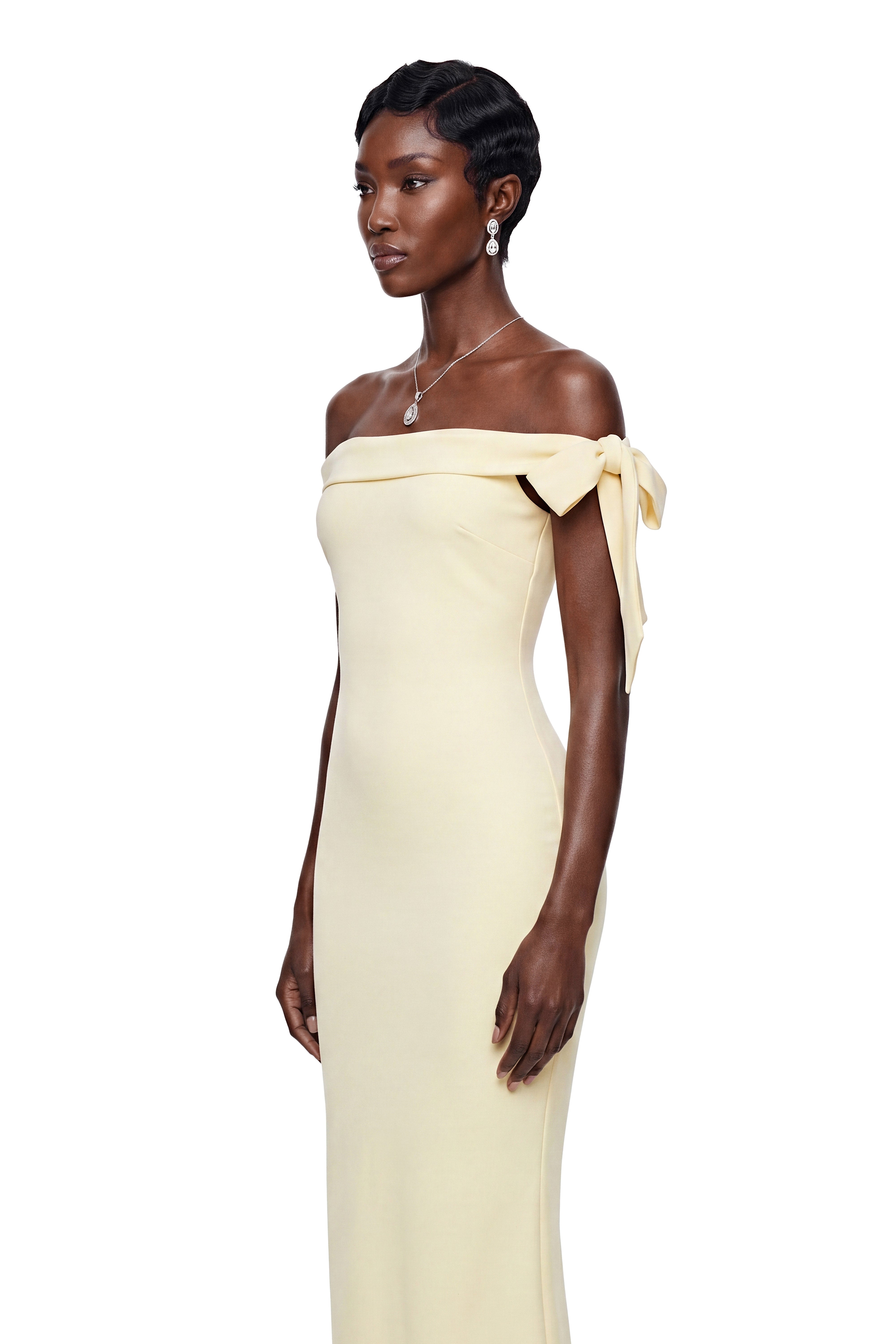 Kore Yellow Off Shoulder Maxi Dress with Bow